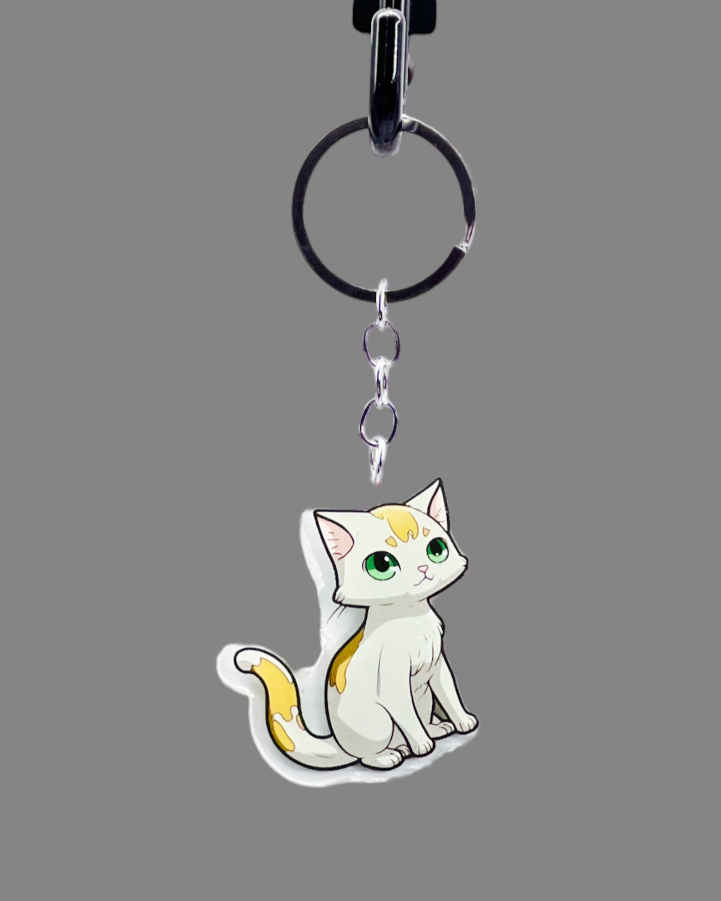 Cat Acrylic pet keychain, Cute kawaii memorial ornament, pet portrait charm gift backpack fob, dad car décor, first day of school gift