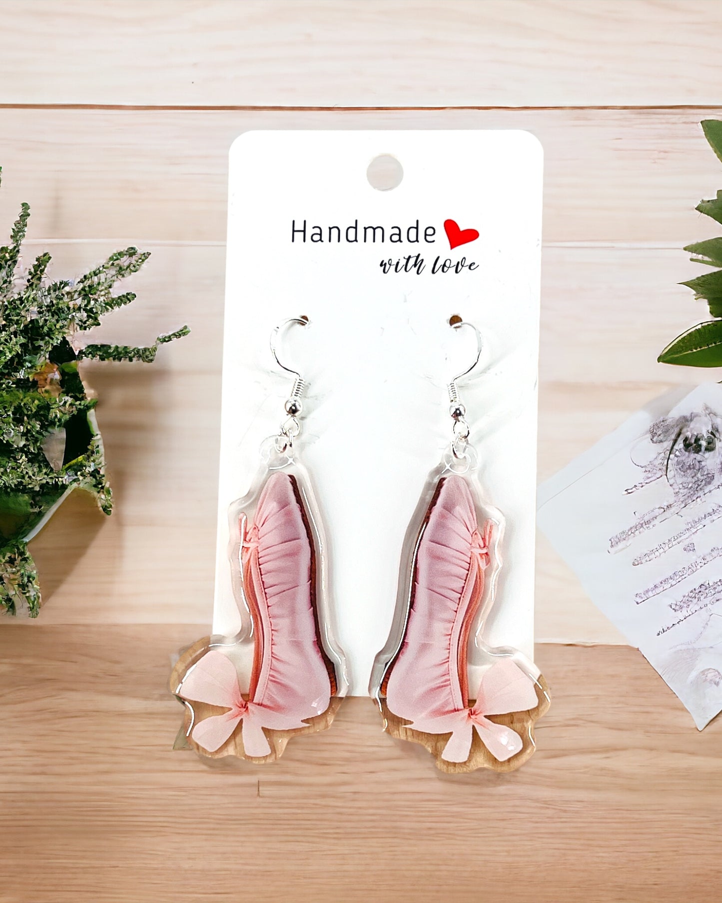 Ballet Shoes Acrylic Earrings, funky weird quirky earrings, cool funny gift for her, birthday gift, Christmas stocking stuffer
