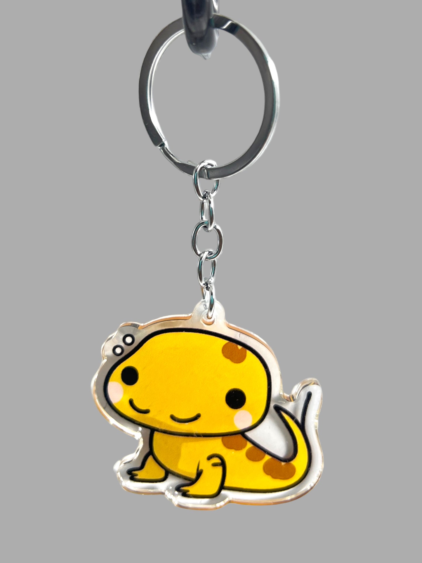 Leopard Geco Acrylic Keychain, Wildlife Cute kawaii memorial ornament, pet portrait charm gift backpack fob, dad car décor, first day of school gift