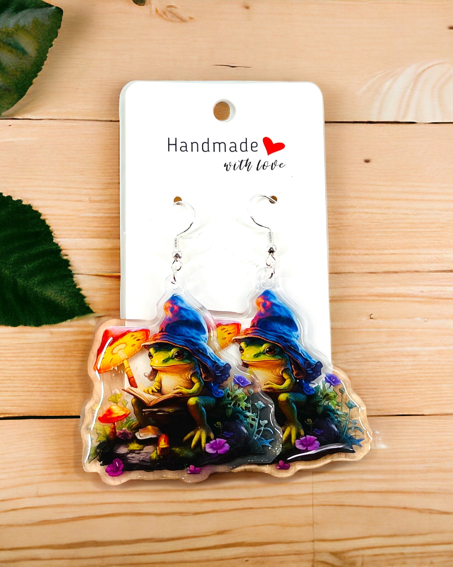 Readers Witchy frog, Halloween Book lovers Acrylic earrings, funky weird quirky earrings, cool funny gift for her, birthday gift, Christmas stocking stuffer