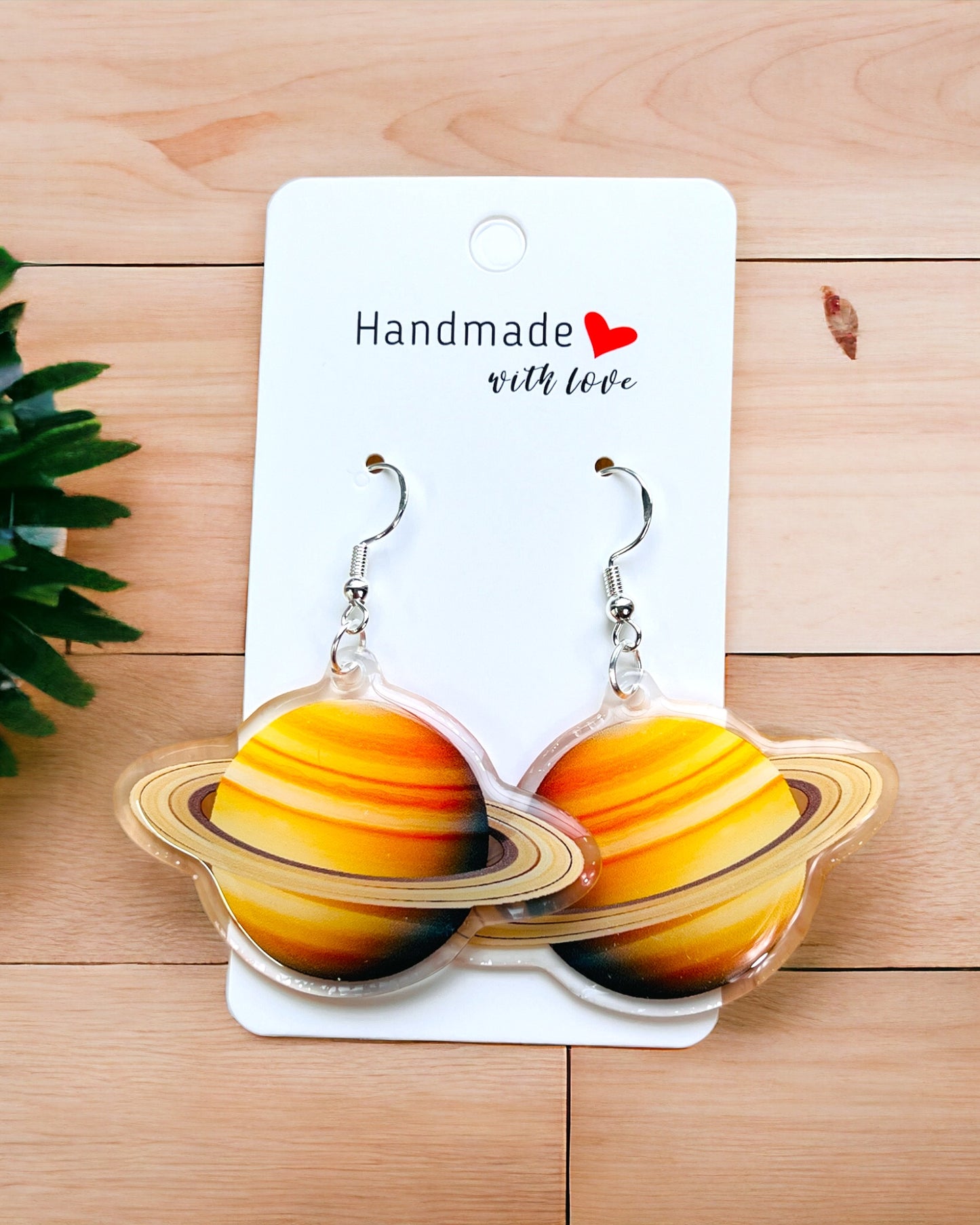 Saturn Acrylic earrings, funky weird earrings, quirky earrings, cool funny earrings, gift for her, birthday gift, Christmas stocking stuffer