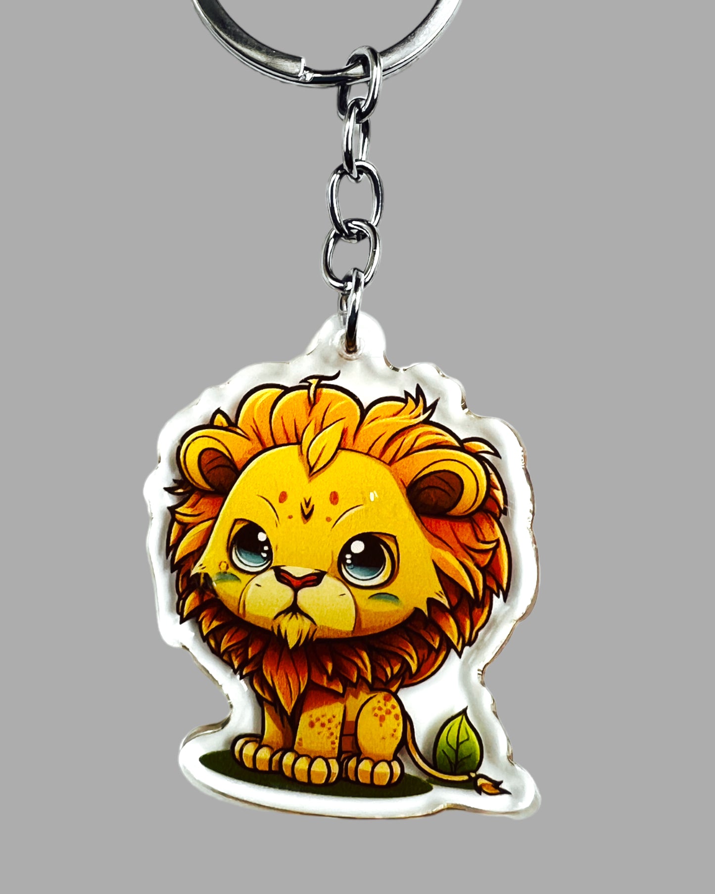 Lion Acrylic Keychain, Wildlife Cute kawaii memorial ornament, pet portrait charm gift backpack fob, dad car décor, first day of school gift