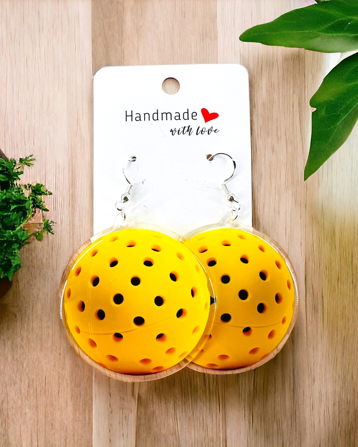 Pickleball Sport Acrylic earrings, funky weird quirky earrings, cool funny gift for her, birthday gift, Christmas stocking stuffer