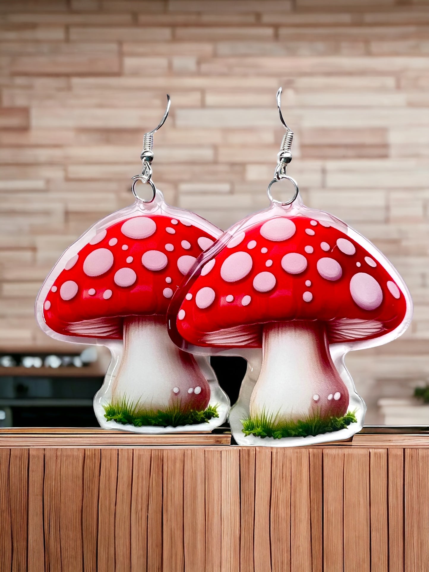 Mushroom Acrylic fun earrings, funky weird earrings, quirky earrings, cool funny earrings, gift for her, birthday gift, Christmas stocking stuffer