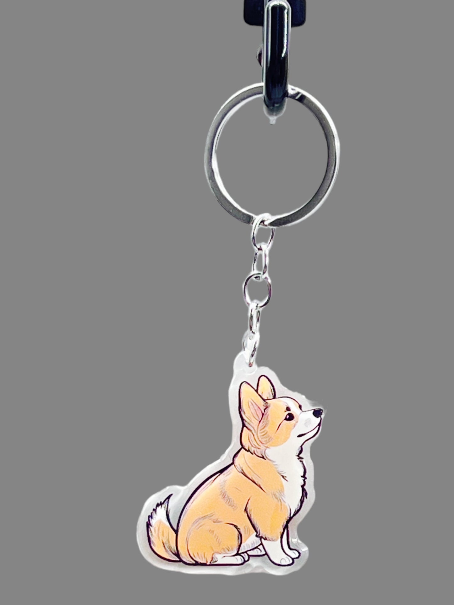 Corgi Dog Acrylic Keychain Cute kawaii memorial ornament, pet portrait charm gift backpack photo fob, dad car décor, dog mom gift