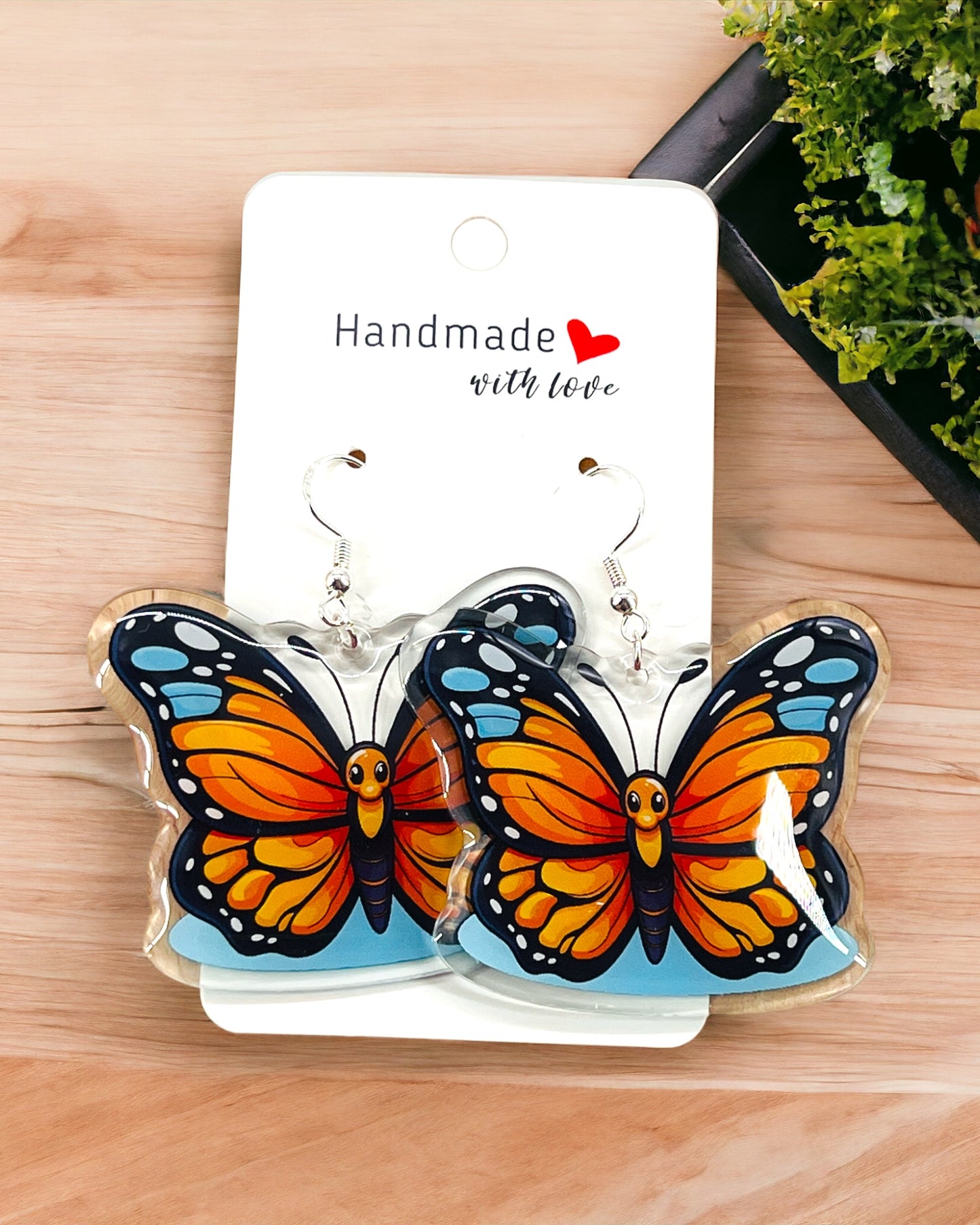 Butterfly acrylic earrings funky weird quirky earrings, cool funny gift for her, birthday gift, Christmas stocking stuffer