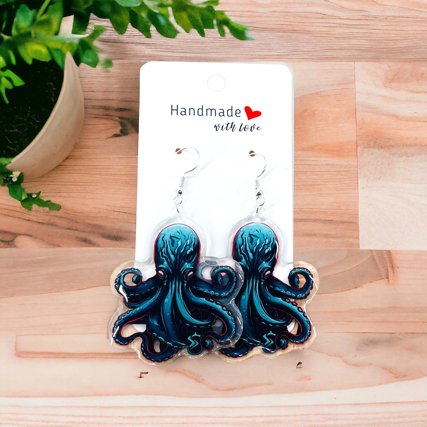 Kraken Acrylic earrings, funky weird earrings, quirky earrings, cool funny earrings, gift for her, birthday gift, Christmas stocking stuffer