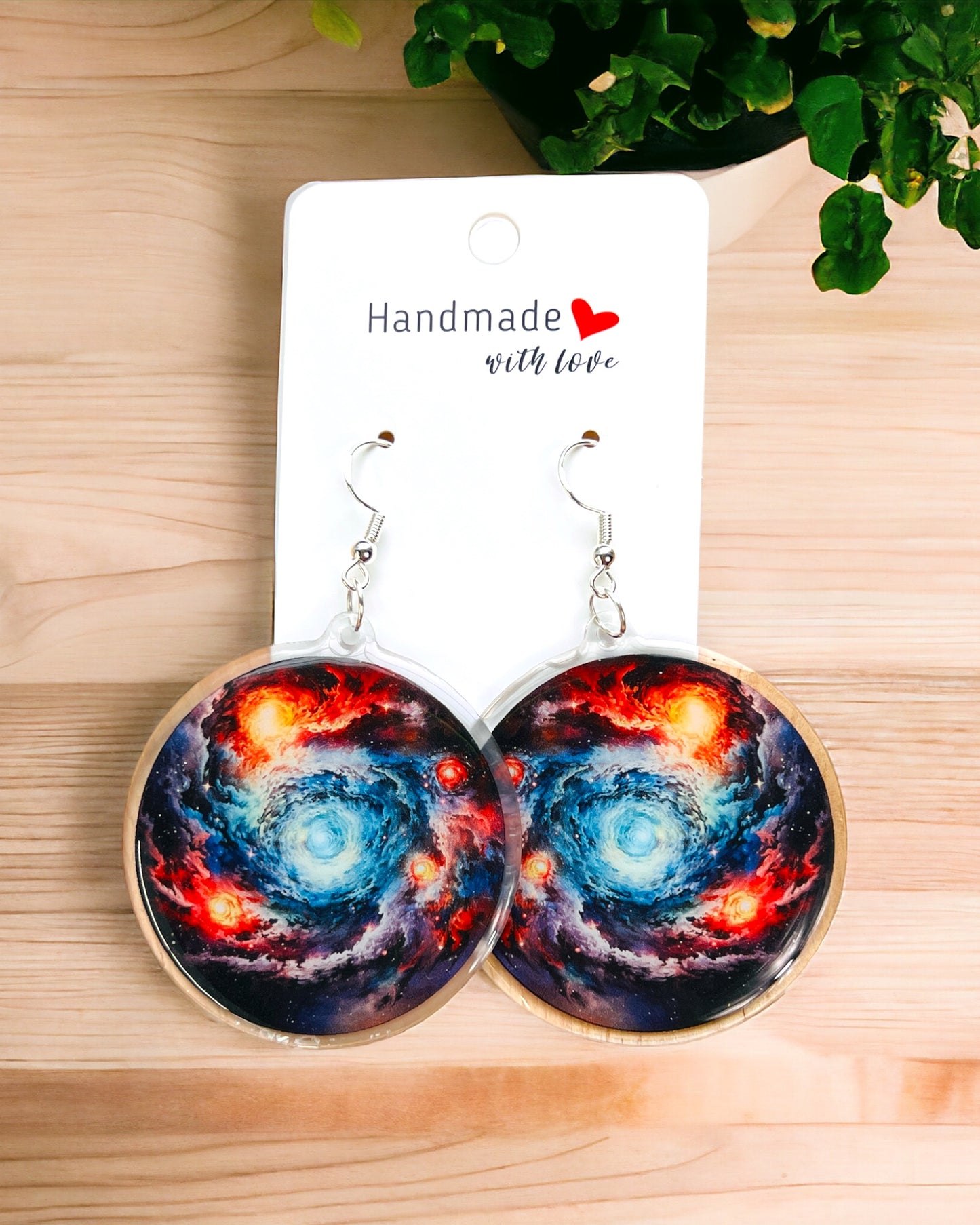 Galaxy Acrylic earrings, funky weird earrings, quirky earrings, cool funny earrings, gift for her, birthday gift, Christmas stocking stuffer