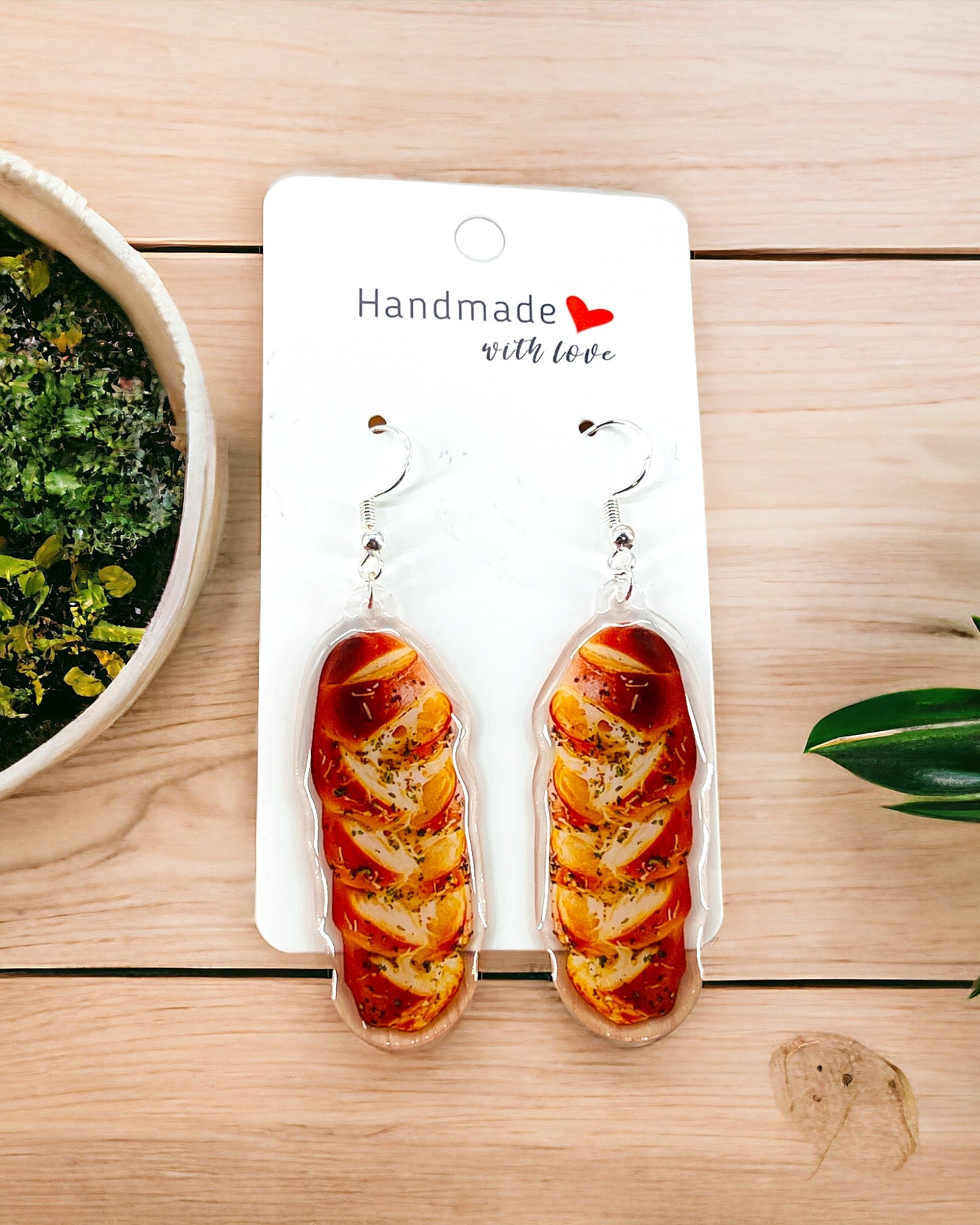 Garlic Bread Bakers Food Lovers Acrylic earrings, funky weird quirky earrings, cool funny gift for her, birthday gift, Christmas stocking stuffer