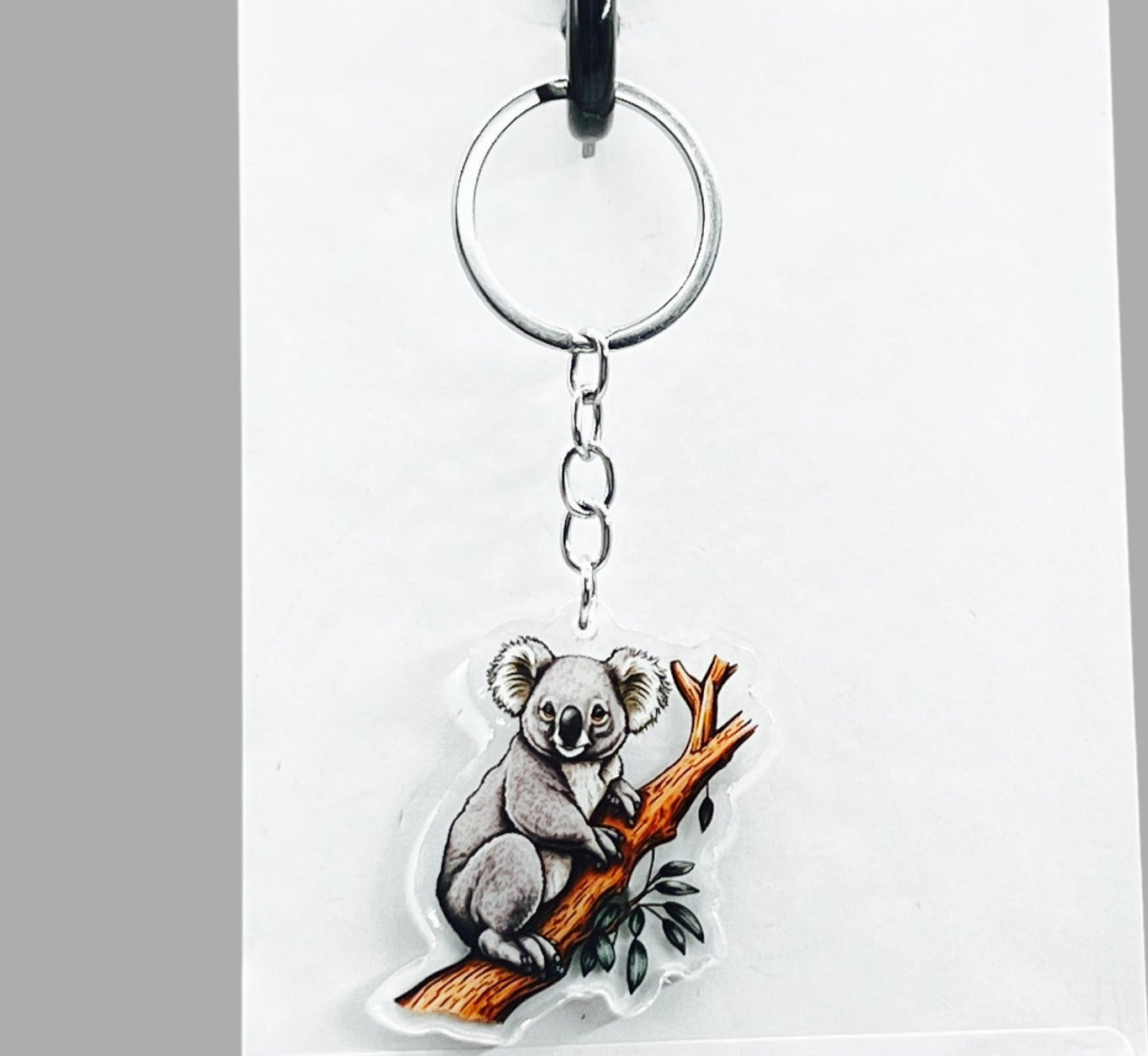 Koala Bear Acrylic Keychain, Wildlife Cute kawaii memorial ornament, pet portrait charm gift backpack fob, dad car décor, first day of school gift