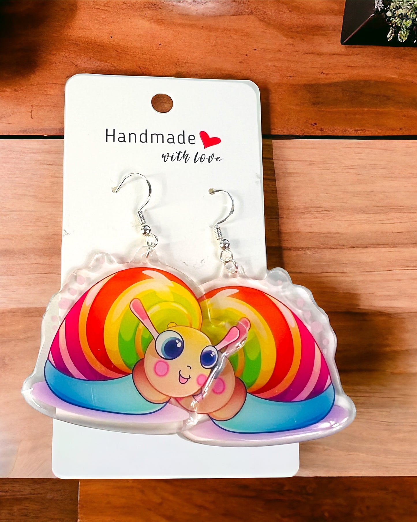 Snail Acrylic earrings, funky weird earrings, quirky earrings, cool funny earrings, gift for her, birthday gift, Christmas stocking stuffer