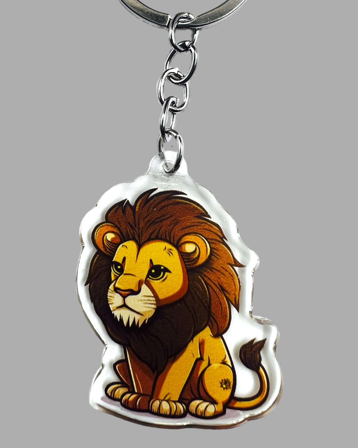 Lion Acrylic Keychain, Wildlife Cute kawaii memorial ornament, pet portrait charm gift backpack fob, dad car décor, first day of school gift