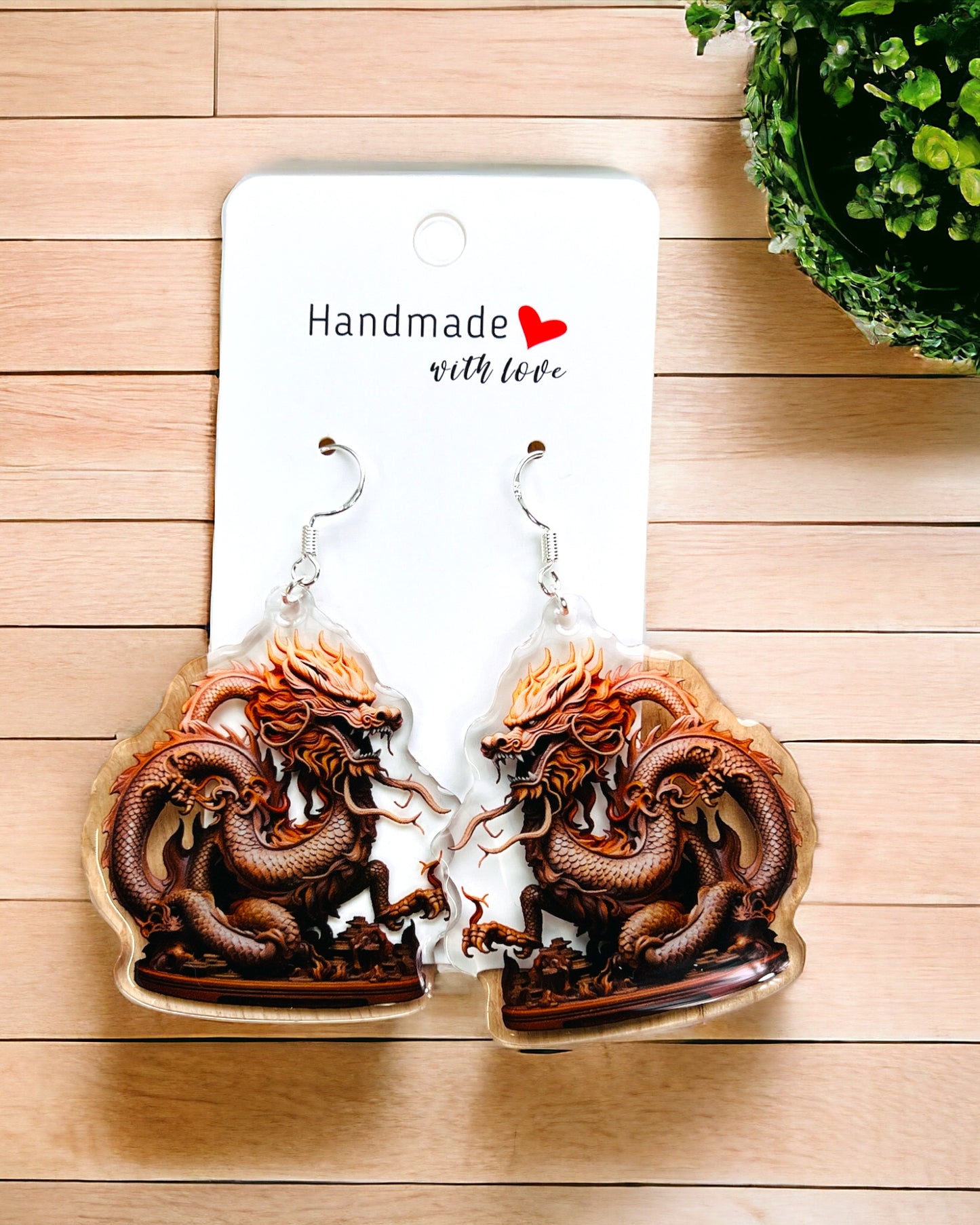 Dragon Acrylic Earrings funky weird quirky earrings, cool funny gift for her, birthday gift, Christmas stocking stuffer