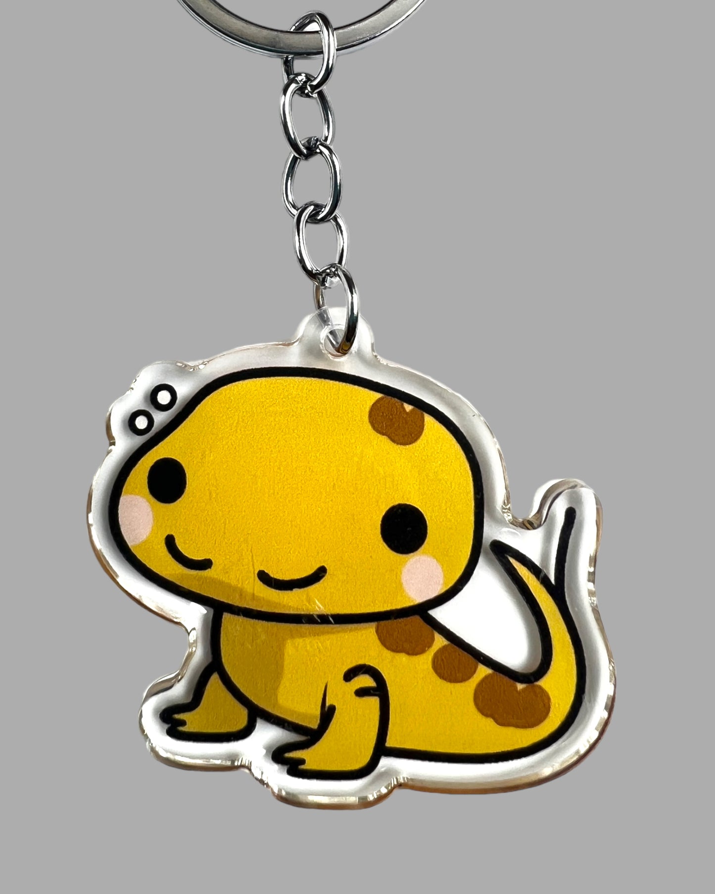 Leopard Geco Acrylic Keychain, Wildlife Cute kawaii memorial ornament, pet portrait charm gift backpack fob, dad car décor, first day of school gift