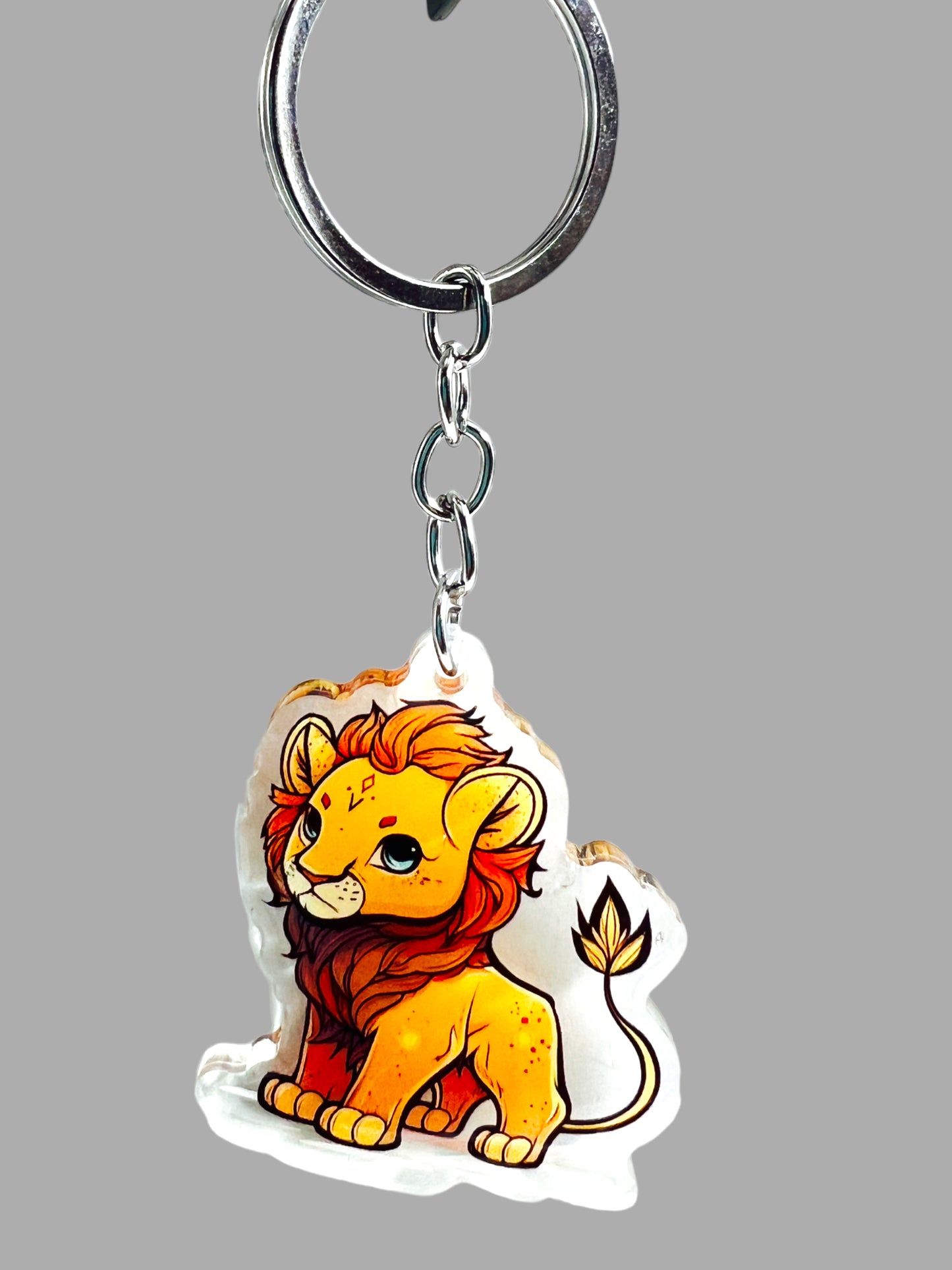 Lion Acrylic Keychain, Wildlife Cute kawaii memorial ornament, pet portrait charm gift backpack fob, dad car décor, first day of school gift