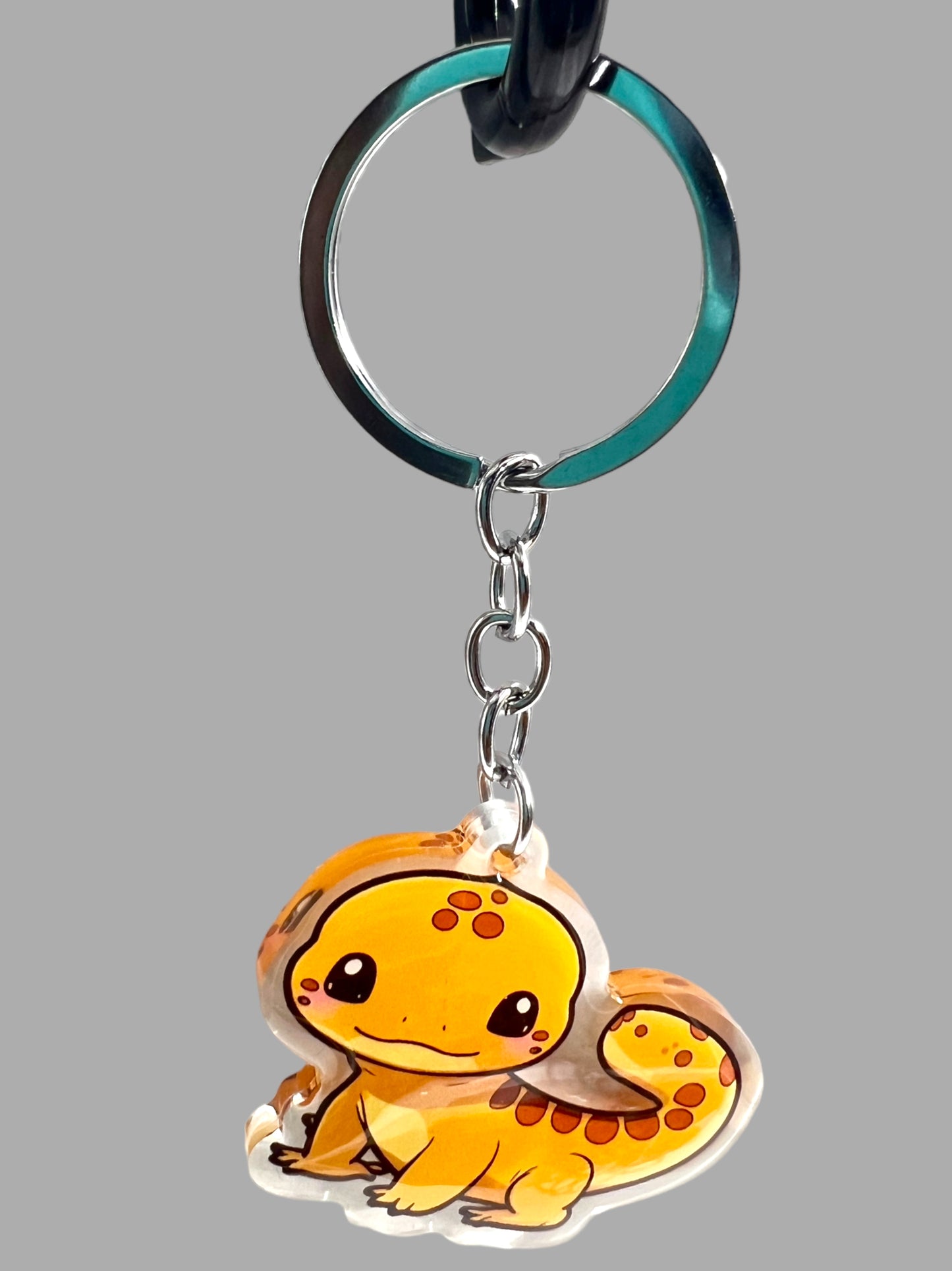 Leopard Geco Acrylic Keychain, Wildlife Cute kawaii memorial ornament, pet portrait charm gift backpack fob, dad car décor, first day of school gift