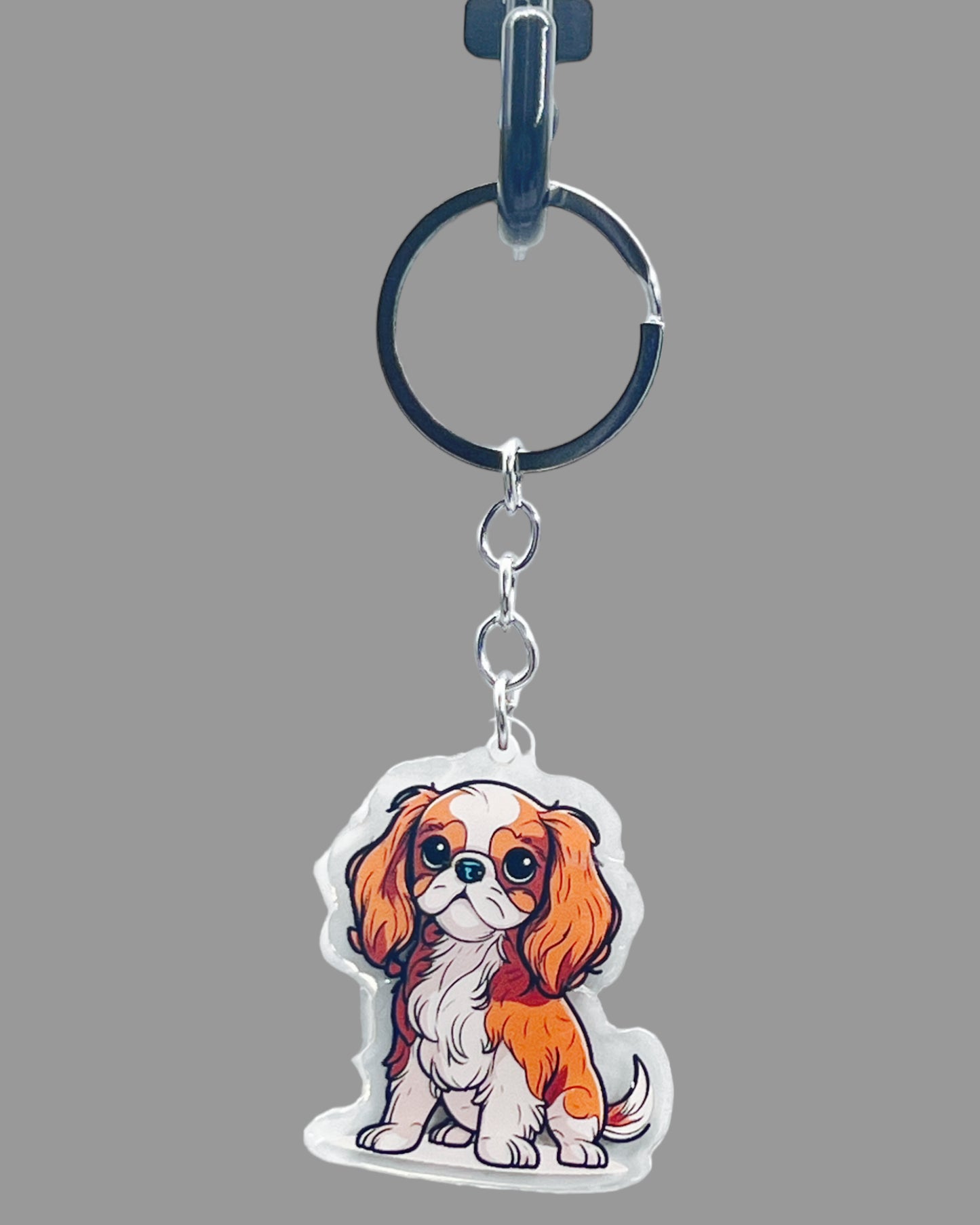 Cavalier King Charles Spaniel Dog Acrylic keychain, Cute kawaii memorial ornament, pet portrait charm gift backpack fob, dad car décor, dog mom