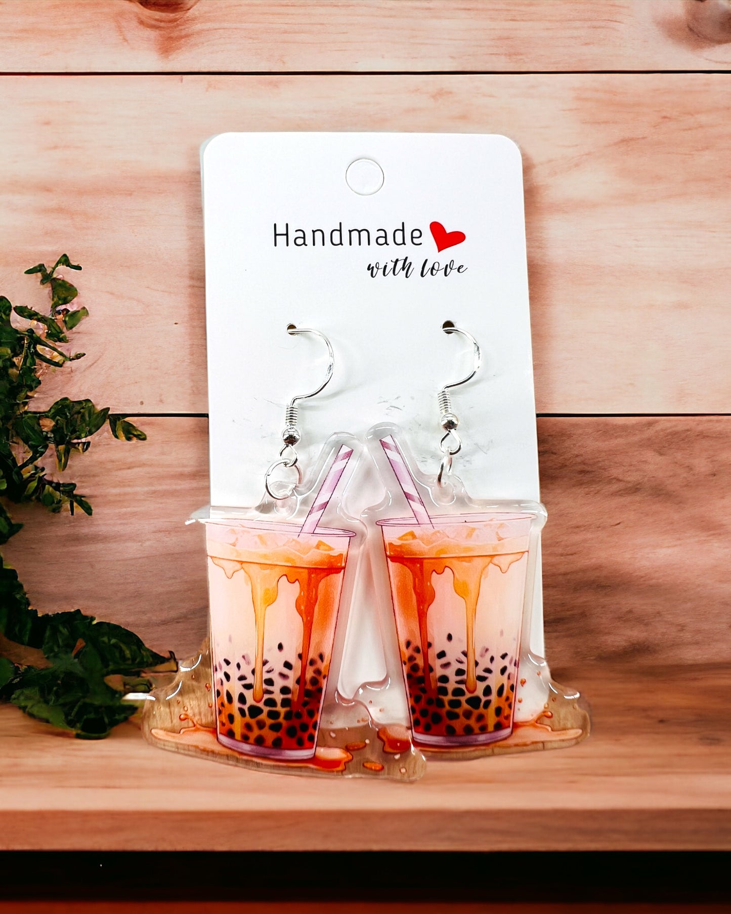 Boba acrylic earrings funky weird quirky earrings, cool funny gift for her, birthday gift, Christmas stocking stuffer