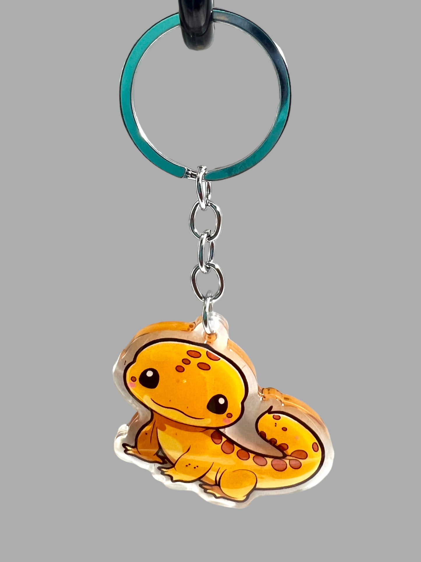 Leopard Geco Acrylic Keychain, Wildlife Cute kawaii memorial ornament, pet portrait charm gift backpack fob, dad car décor, first day of school gift