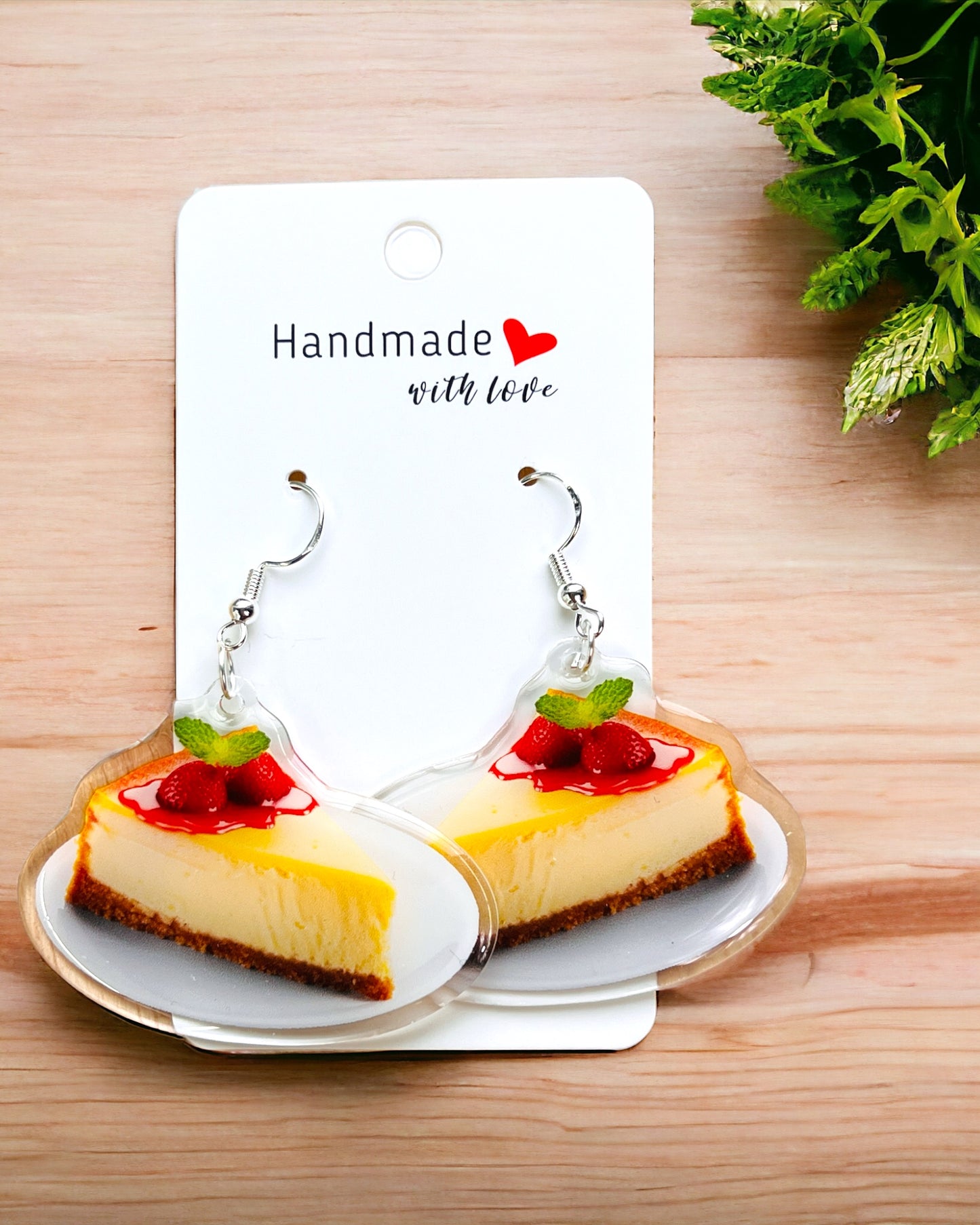 Cheesecake Acrylic Earrings funky weird quirky earrings, cool funny gift for her, birthday gift, Christmas stocking stuffer