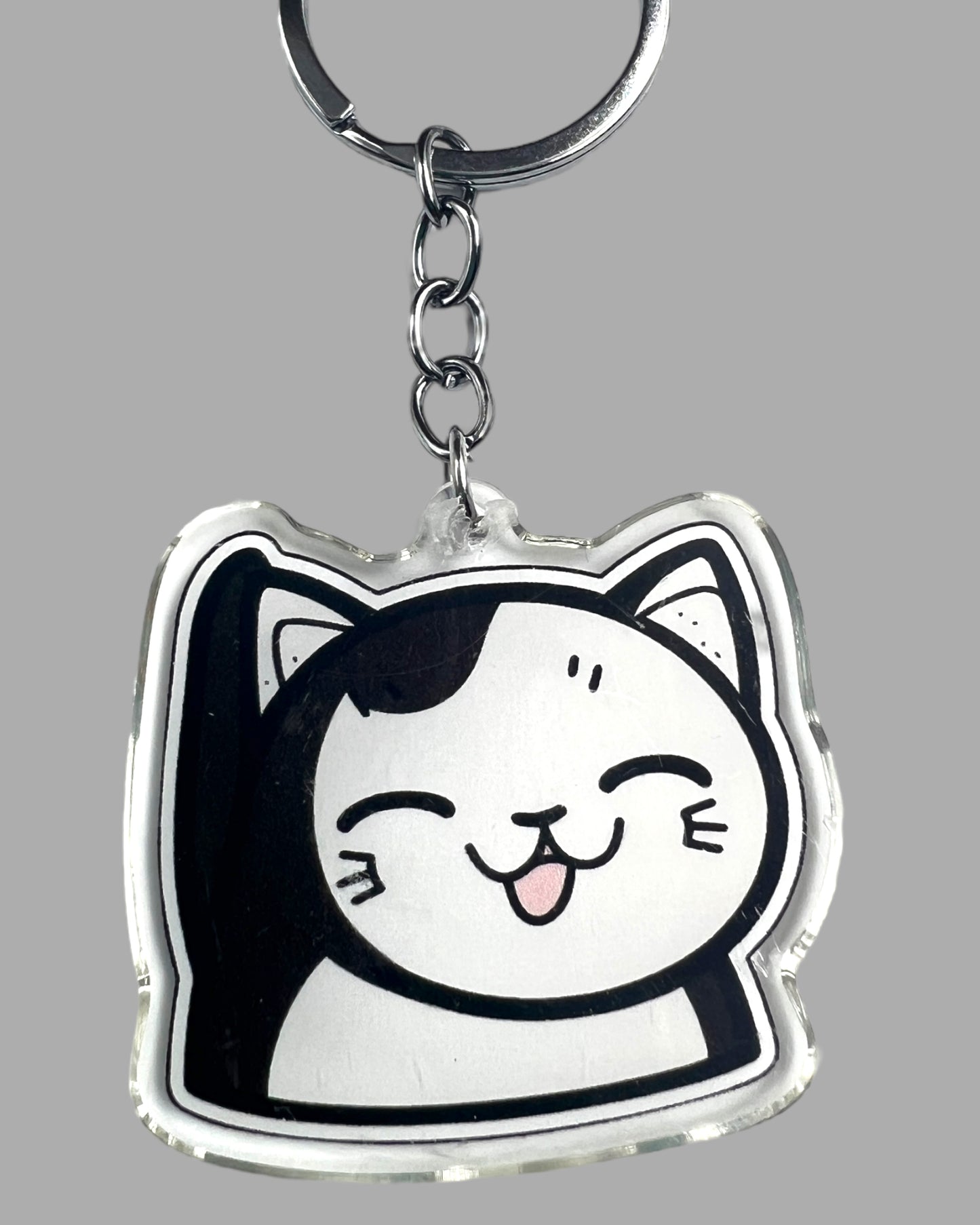 Munchkin Cat Acrylic Keychain, Cute kawaii memorial ornament, pet portrait charm gift backpack fob, dad car décor, first day of school gift