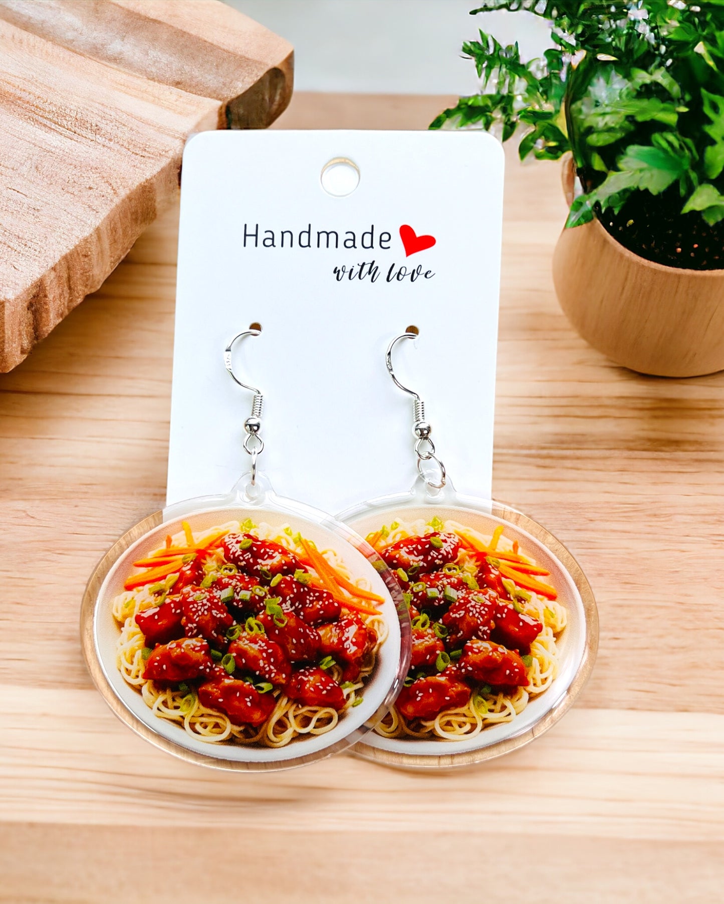 Asian Food Acrylic earrings, funky weird earrings, quirky earrings, cool funny earrings, gift for her, birthday gift, Christmas stocking stuffer