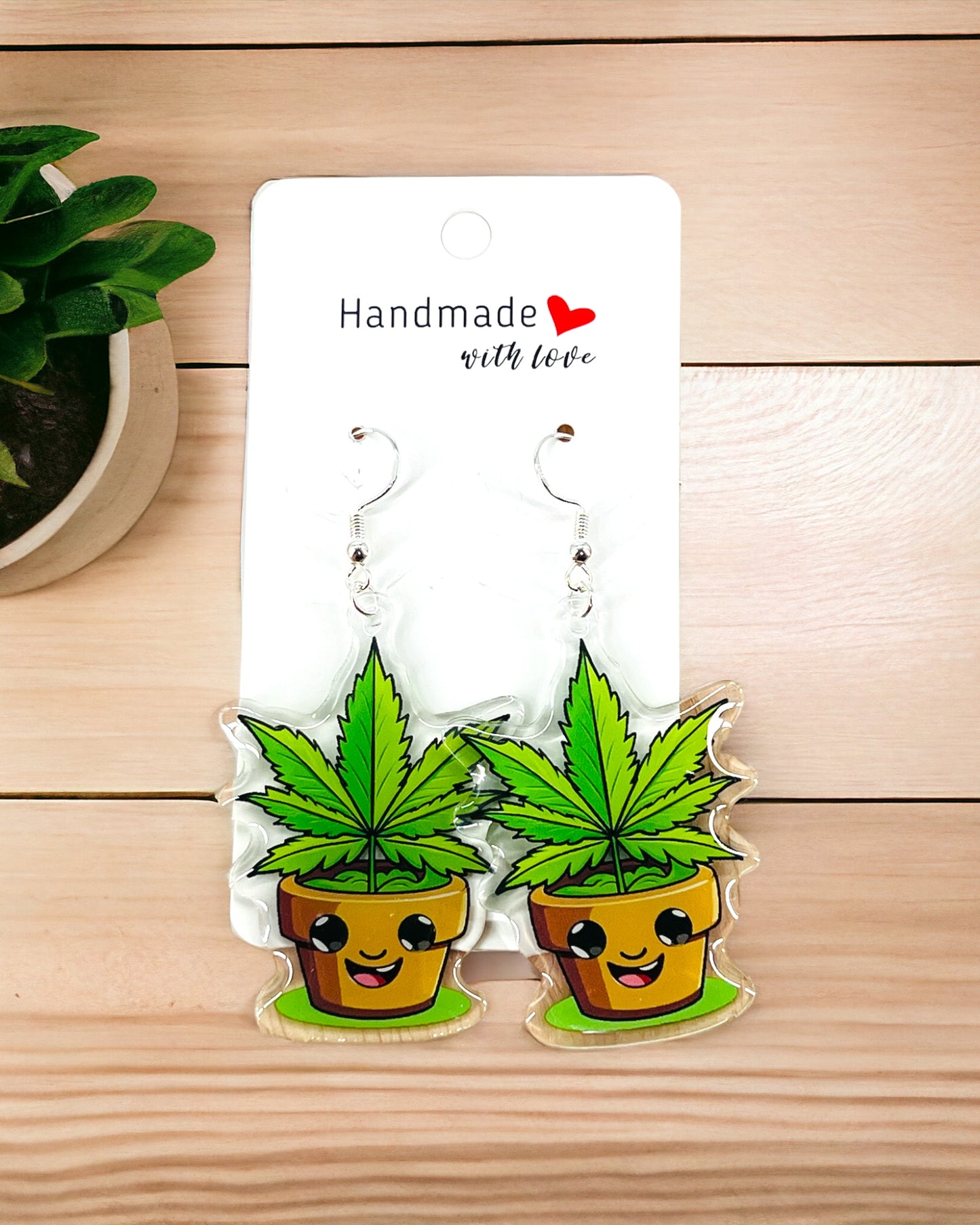 Marijuana Acrylic earrings, funky weird quirky earrings, cool funny gift for her, birthday gift, Christmas stocking stuffer