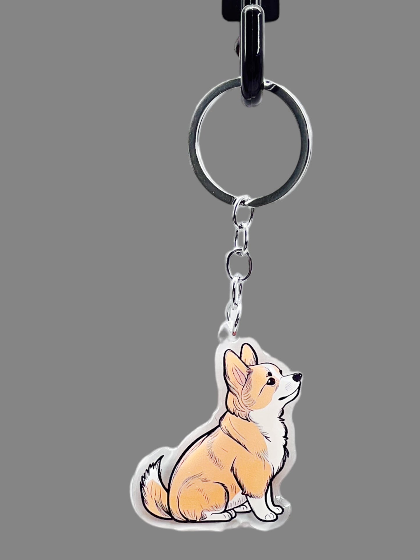 Corgi Dog Acrylic Keychain Cute kawaii memorial ornament, pet portrait charm gift backpack photo fob, dad car décor, dog mom gift