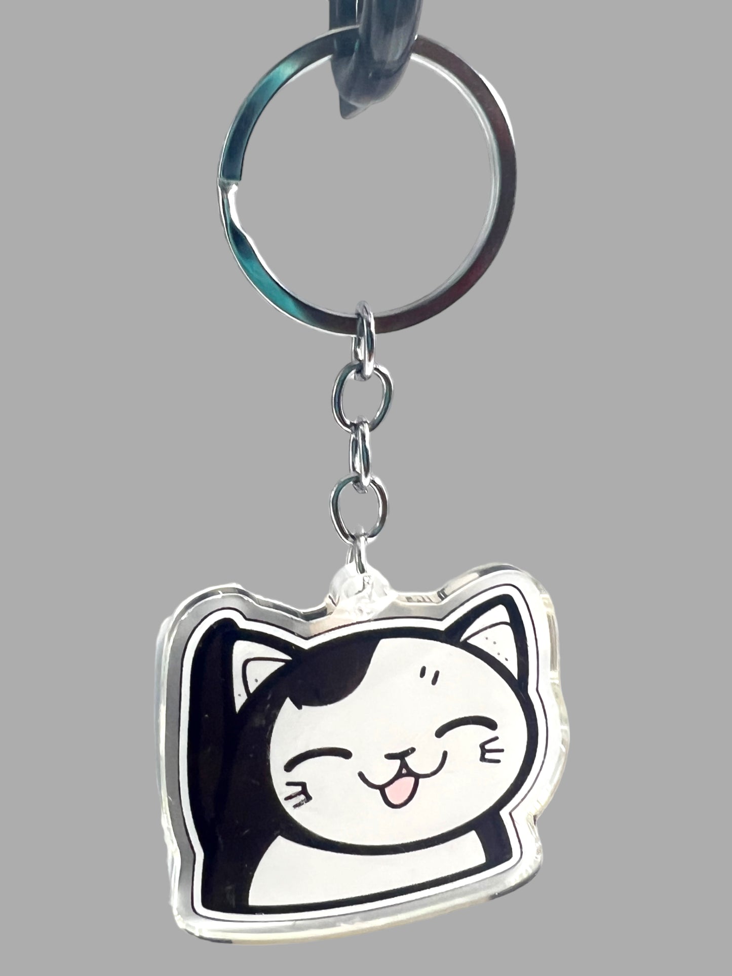 Munchkin Cat Acrylic Keychain, Cute kawaii memorial ornament, pet portrait charm gift backpack fob, dad car décor, first day of school gift