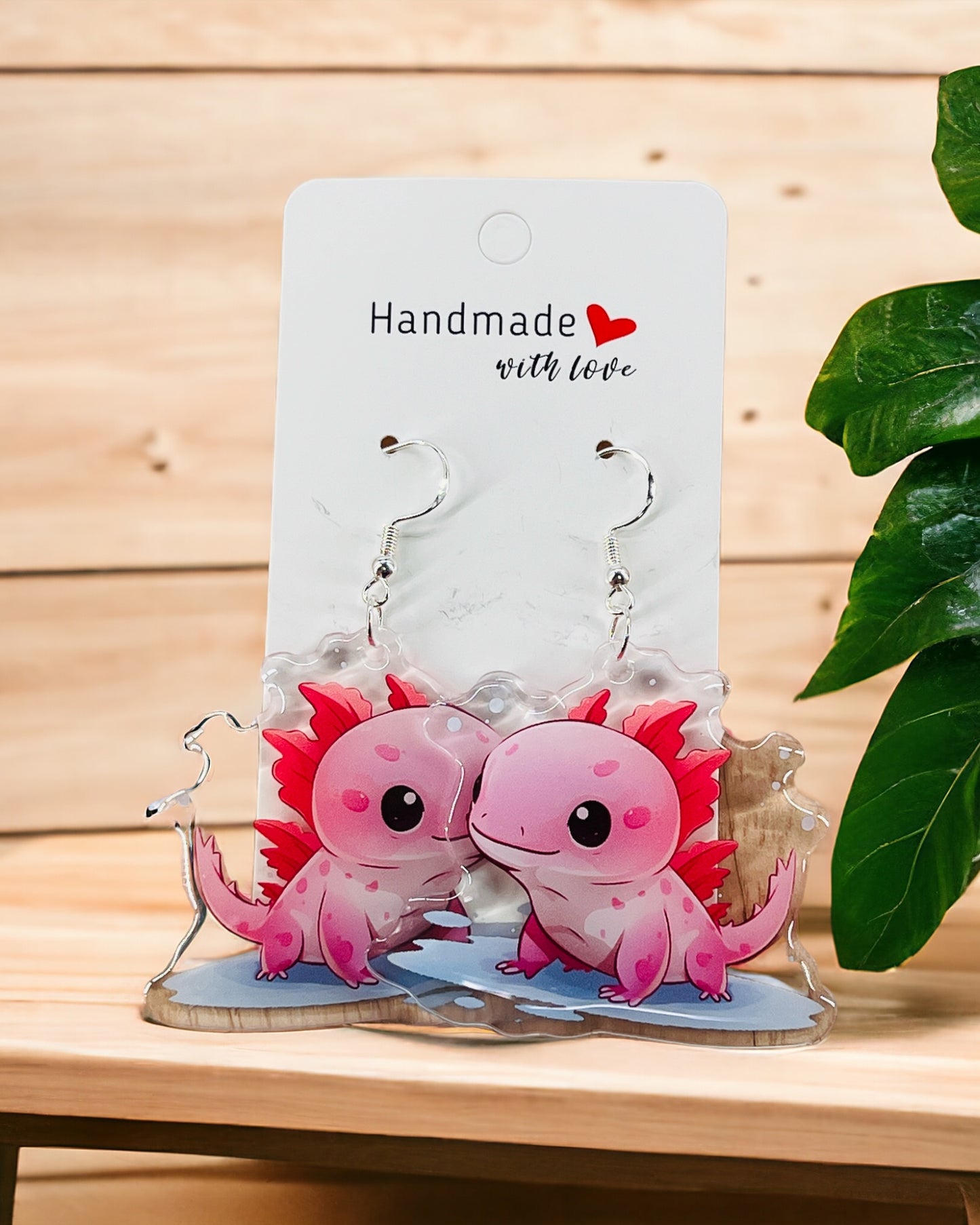 Axolotl Kawaii Acrylic earrings, funky weird quirky earrings, cool funny gift for her, birthday gift, Christmas stocking stuffer