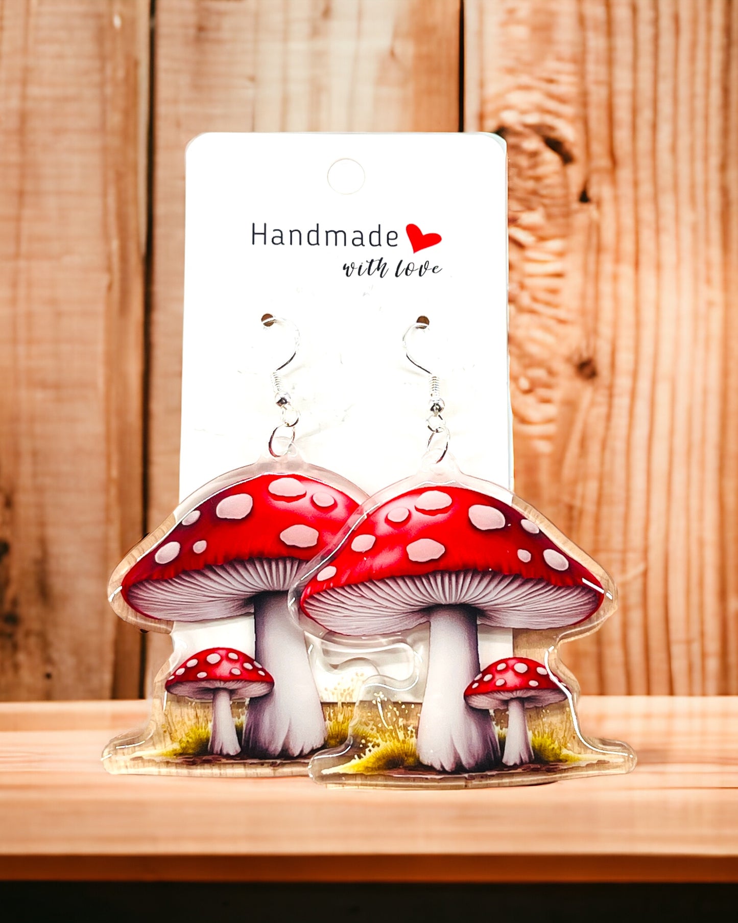Mushroom acrylic earrings, funky weird earrings, quirky earrings, cool funny earrings, gift for her, birthday gift, Christmas stocking stuffer
