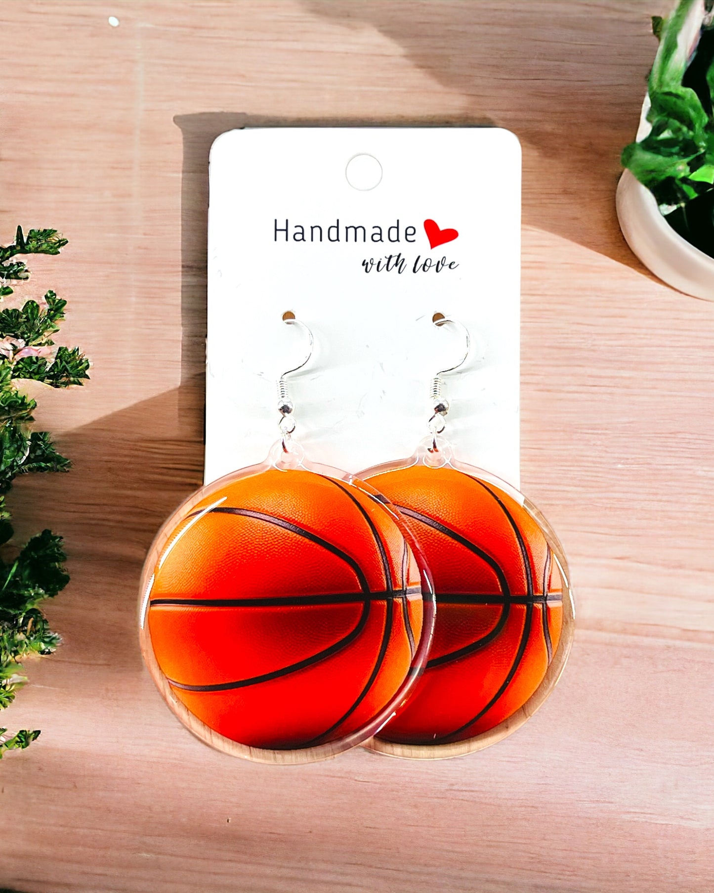 Basketball acrylic earrings, funky weird quirky earrings, cool funny gift for her, birthday gift, Christmas stocking stuffer