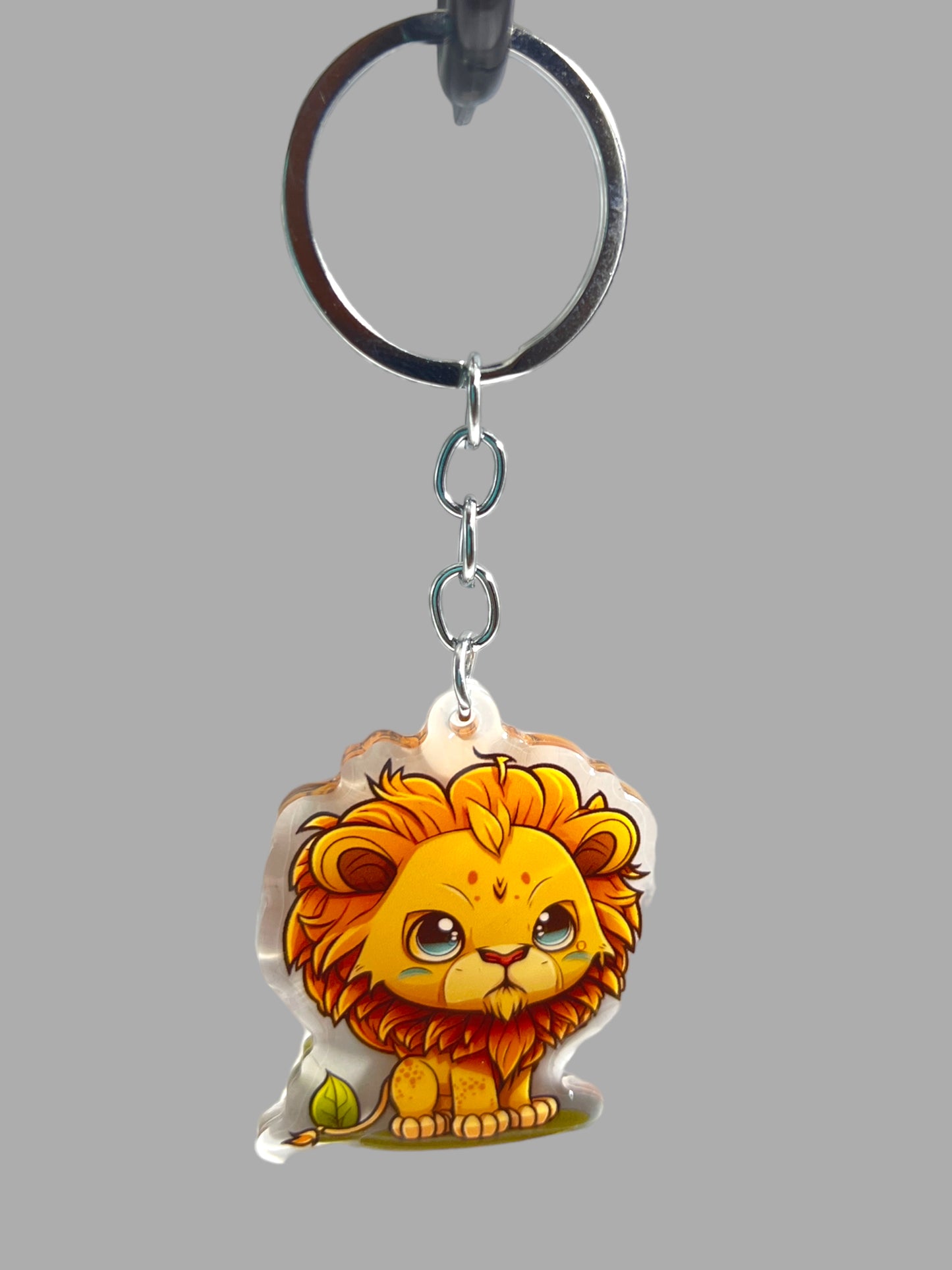 Lion Acrylic Keychain, Wildlife Cute kawaii memorial ornament, pet portrait charm gift backpack fob, dad car décor, first day of school gift