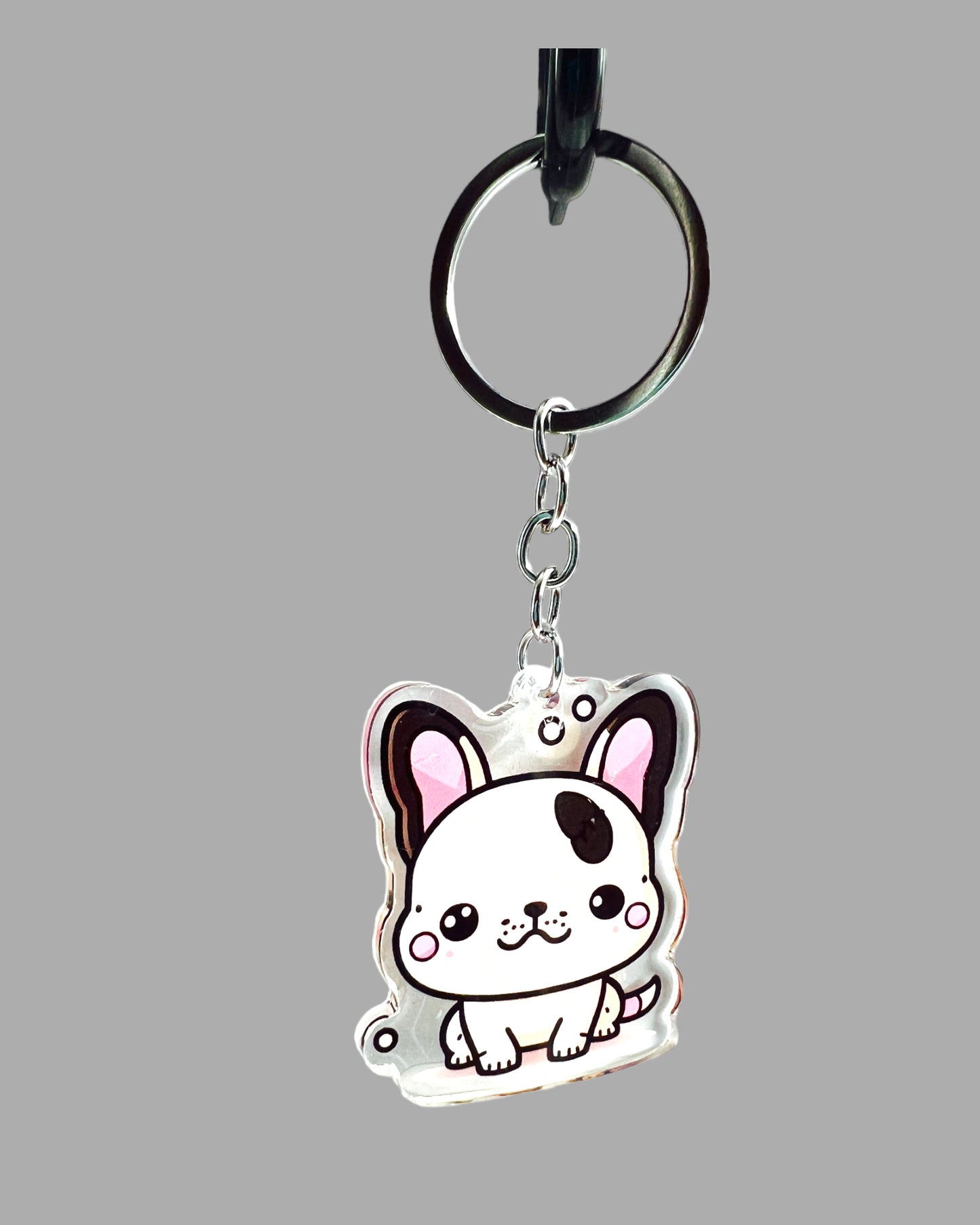French Bulldog Dog Acrylic Keychain Cute kawaii memorial ornament, pet portrait charm gift backpack photo fob, dad car décor, dog mom gift