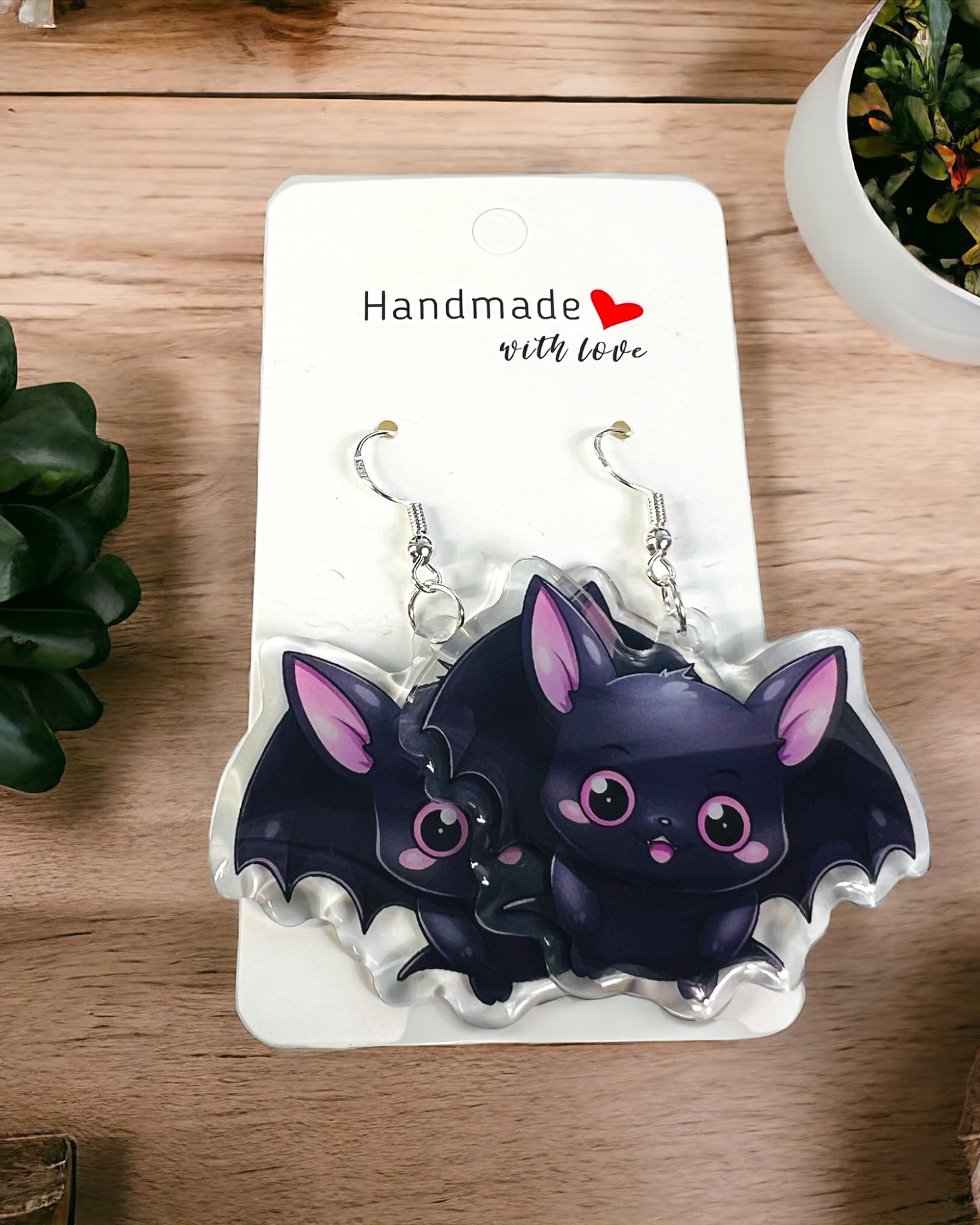 Bat Acrylic Earrings, funky weird quirky earrings, cool funny gift for her, birthday gift, Christmas stocking stuffer