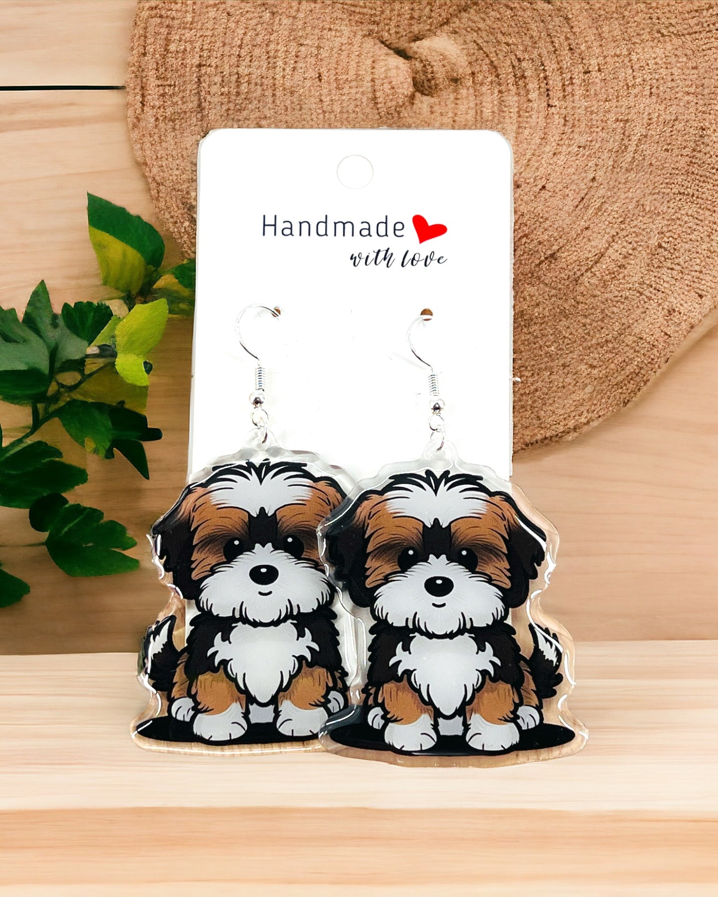 Dog mom Acrylic fun kawaii earrings, pet memorial charm, cute puppy, loss sympathy, quirky earrings, grief gift for her, animal lover gift