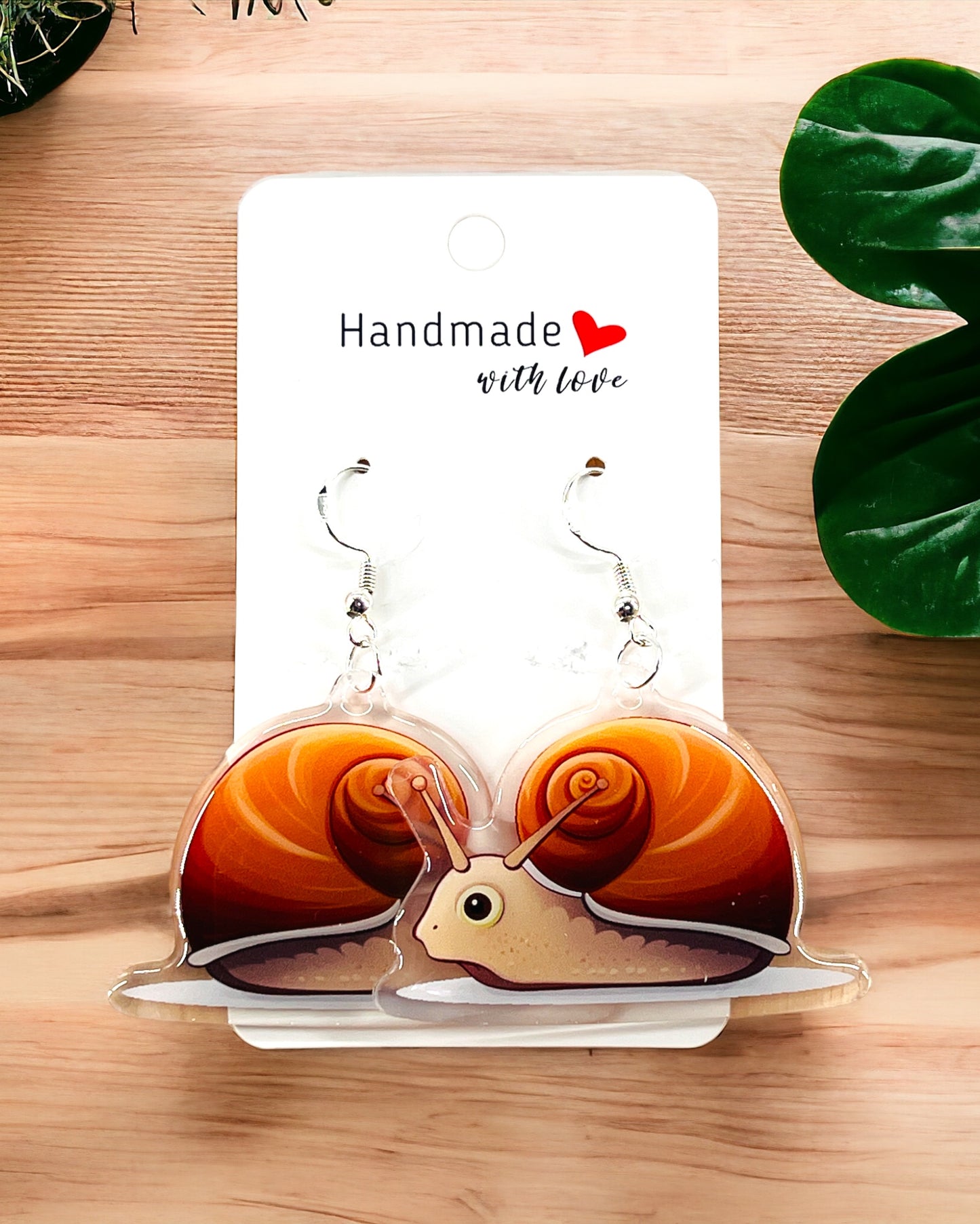 Snail Acrylic earrings, funky weird earrings, quirky earrings, cool funny earrings, gift for her, birthday gift, Christmas stocking stuffer