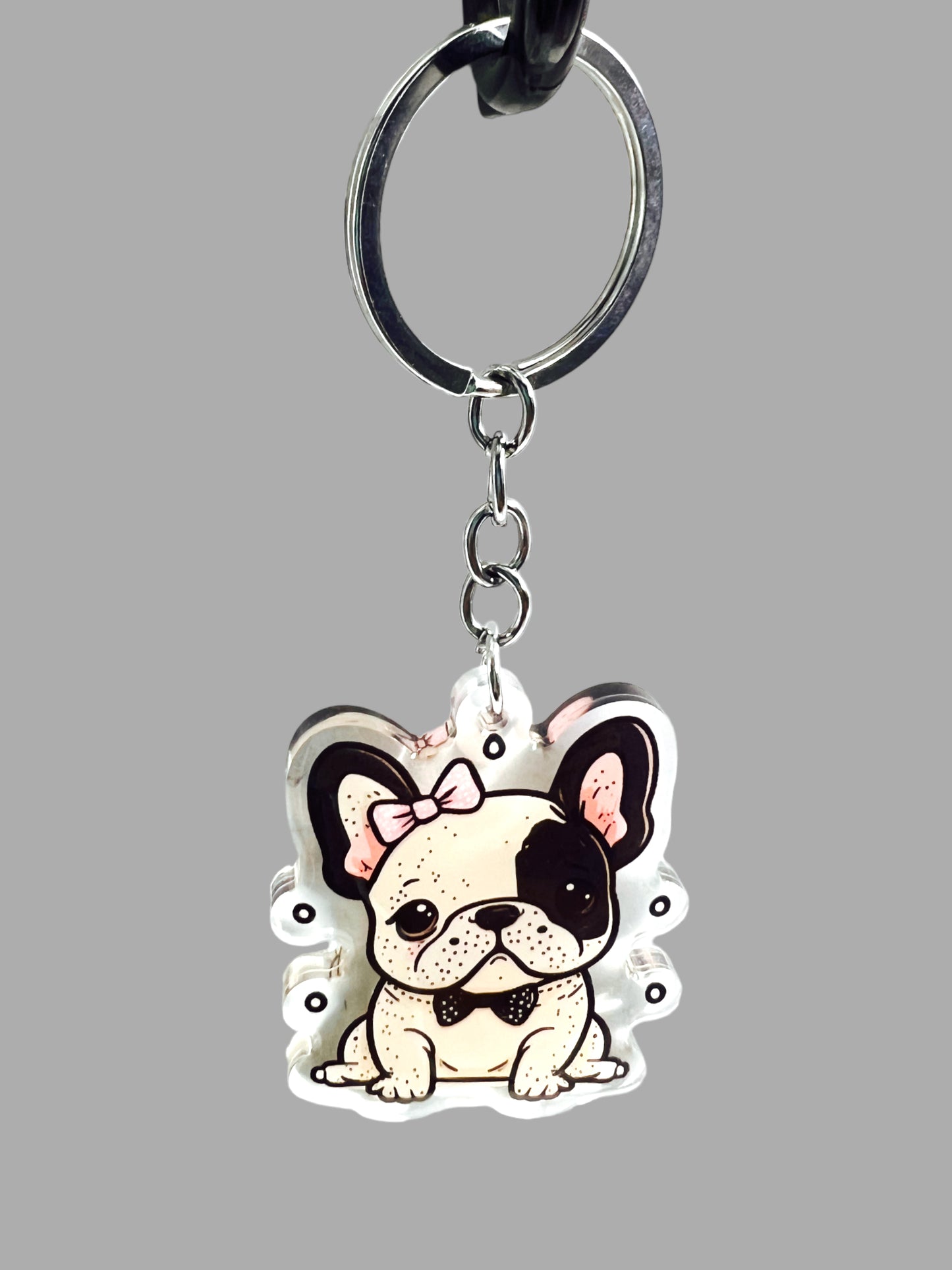 French Bulldog Dog Acrylic Keychain Cute kawaii memorial ornament, pet portrait charm gift backpack photo fob, dad car décor, dog mom gift