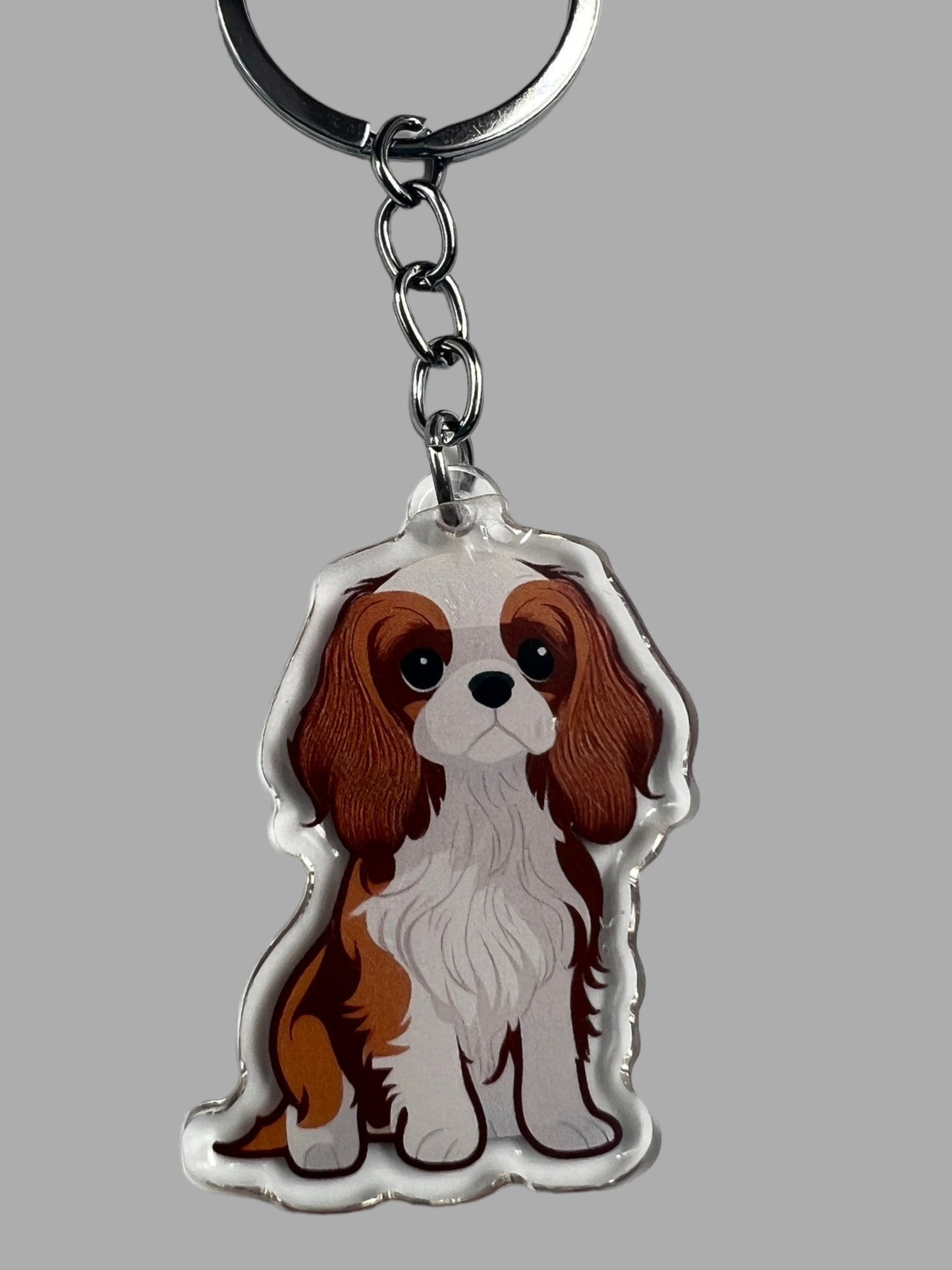 Cavalier King Charles Spaniel Dog Acrylic keychain, Cute kawaii memorial ornament, pet portrait charm gift backpack fob, dad car décor, dog mom