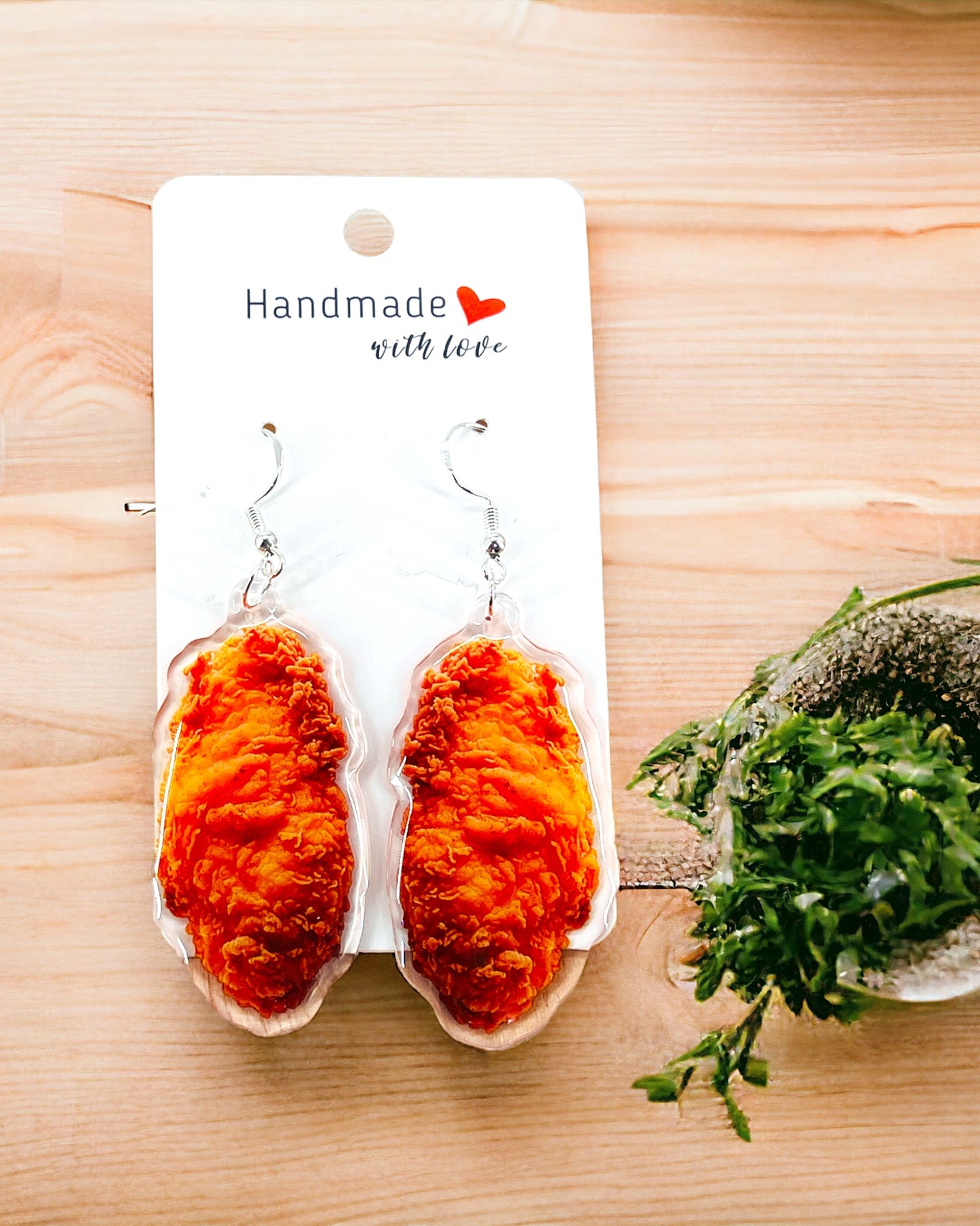 Chicken Strip Acrylic funky weird quirky earrings, cool funny gift for her, birthday gift, Christmas stocking stuffer