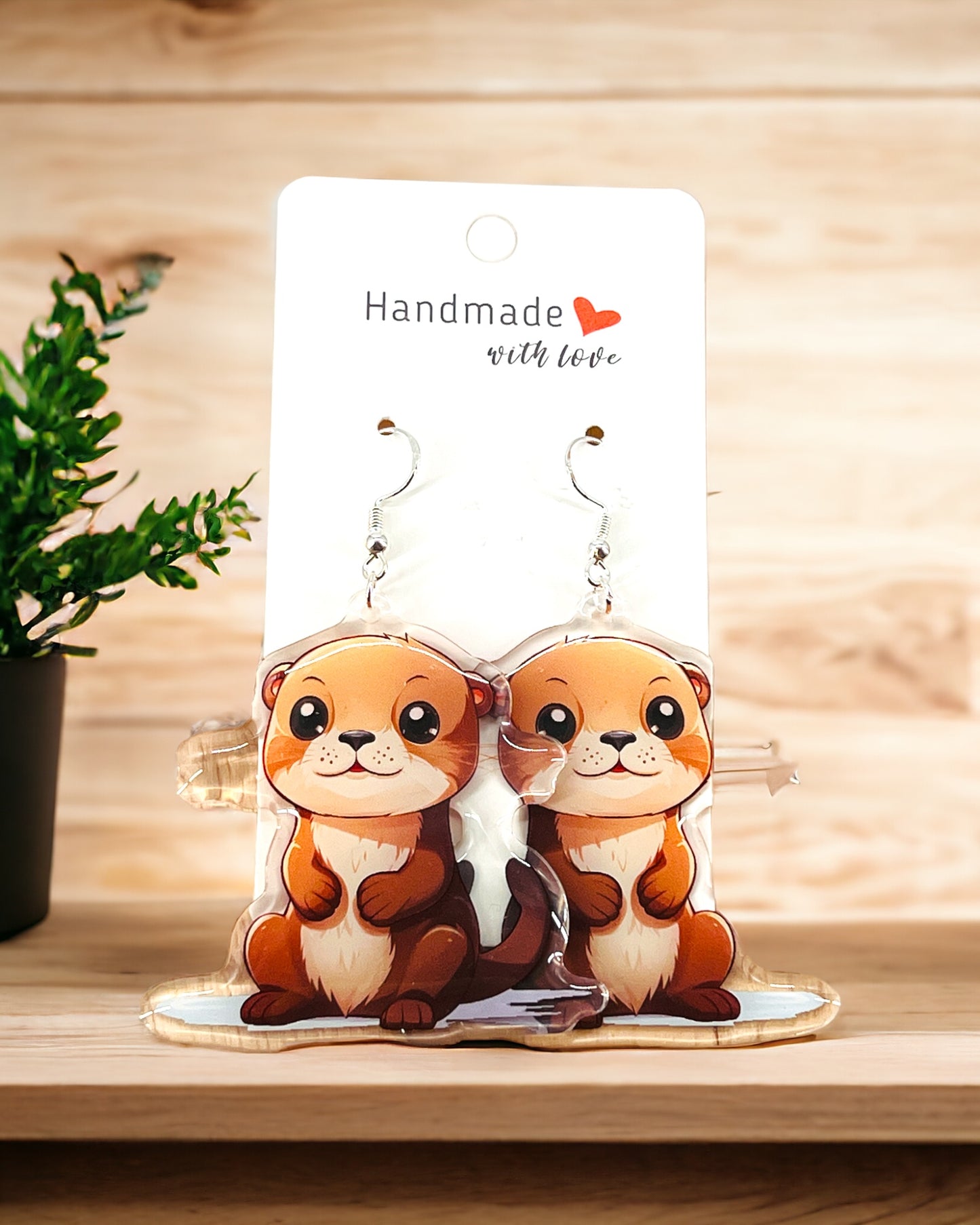 Otter Acrylic earrings, animal lover fun quirky cool gift for her, best friend zoo keeper gift