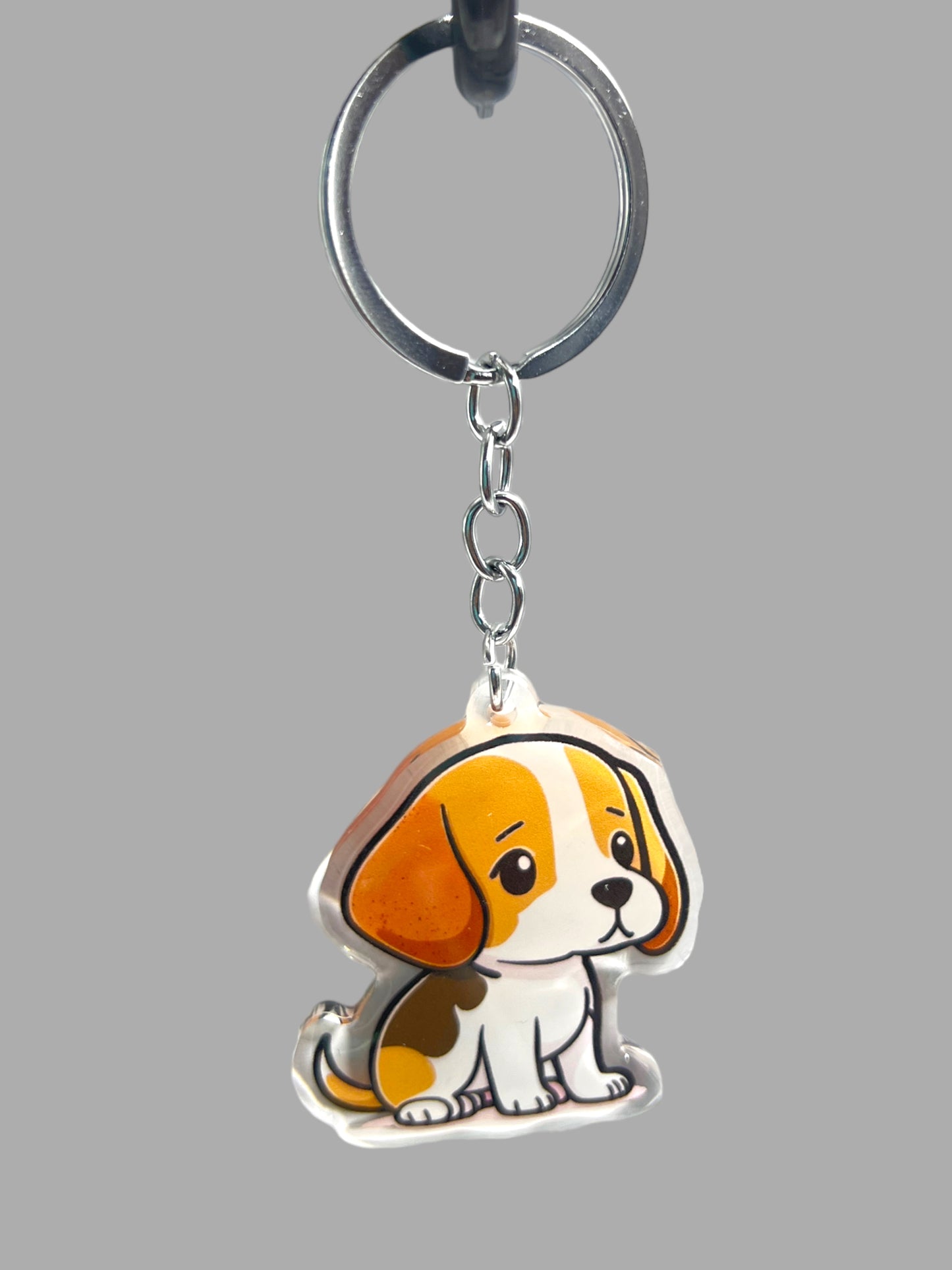 Beagle Dog Acrylic keychain Cute kawaii memorial ornament, pet portrait charm gift backpack photo fob, dad car décor, first day of school