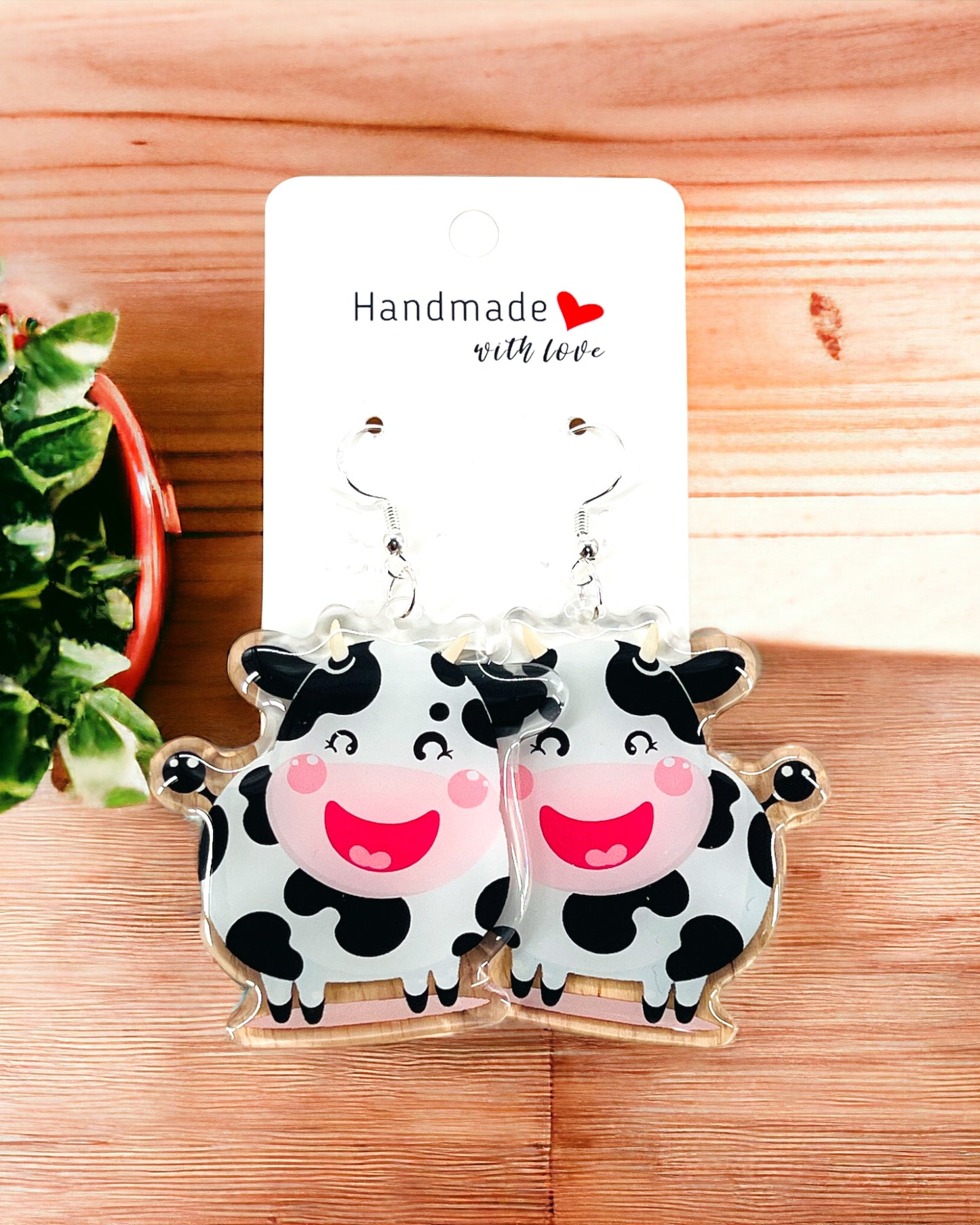 Cow Acrylic Earrings funky weird quirky earrings, cool funny gift for her, birthday gift, Christmas stocking stuffer
