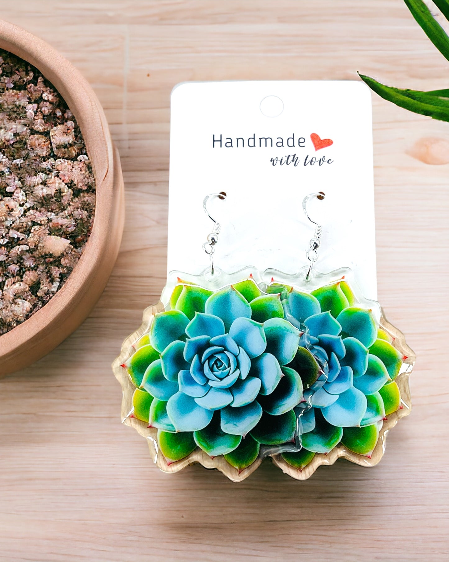 Succulent Acrylic earrings, funky weird earrings, quirky earrings, cool funny earrings, gift for her, birthday gift, Christmas stocking stuffer