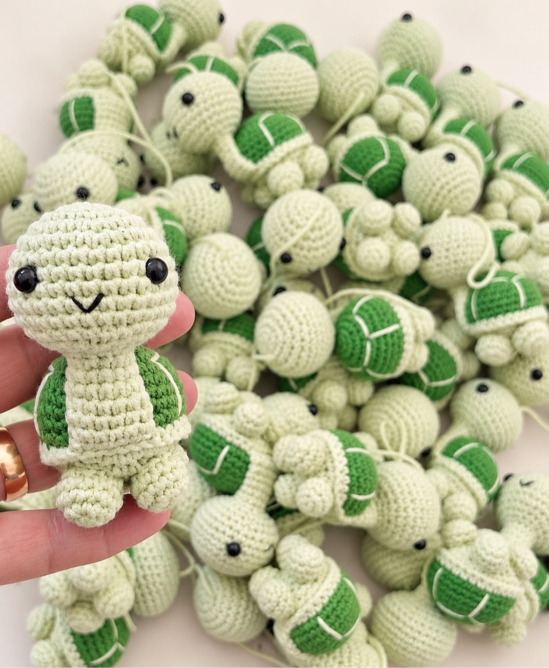 Light green turtle crochet minis