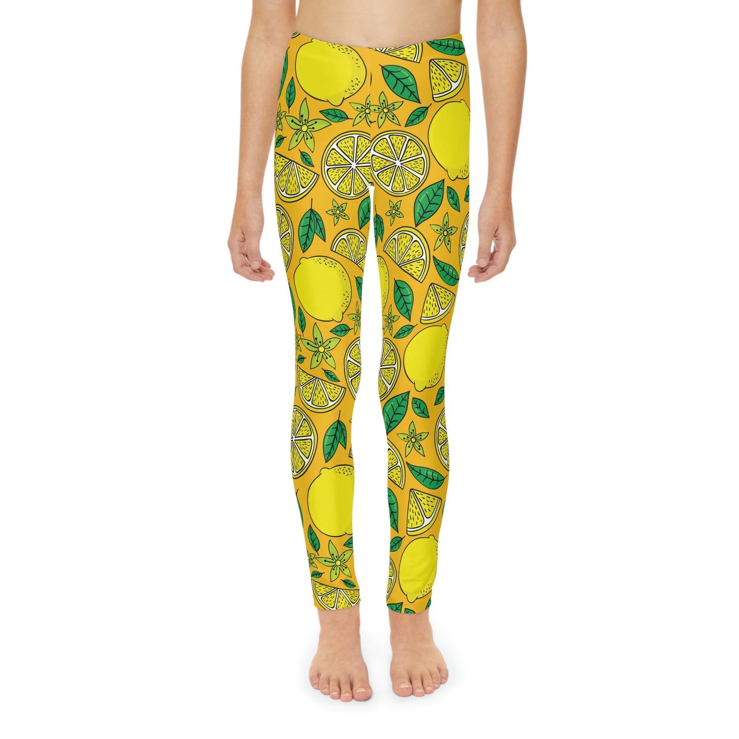 Lemon fruit, Cute Summer Youth Leggings, One of a Kind Gift - Workout Activewear tights for kids, Granddaughter, Niece Christmas Gift