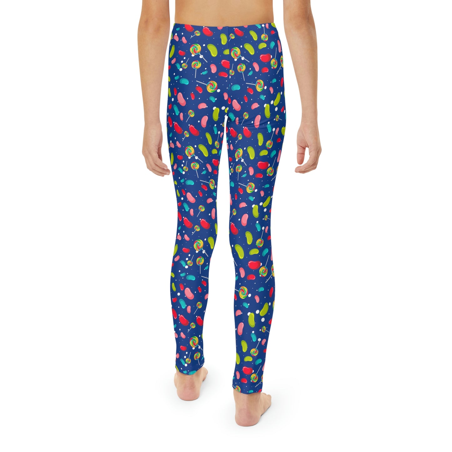 Candy Cane Youth Leggings, One of a Kind Gift - Unique Workout Activewear tights for kids Fitness , Daughter, Niece Christmas Gift