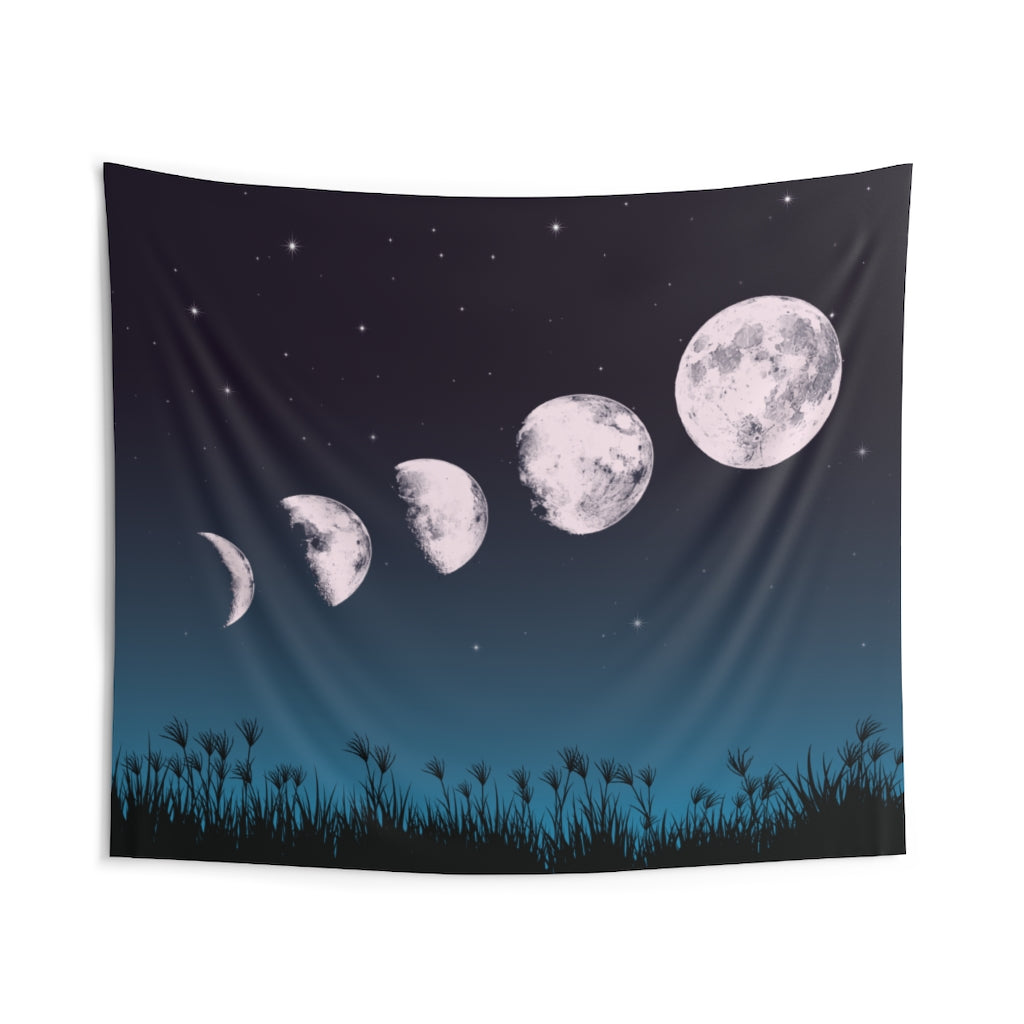 Moon Phase Tapestry for Contemporary Home Decor . Inspirational Wall Hanging Art for Baby Nursery, Dorm room, Coastal Home . Housewarming Gift