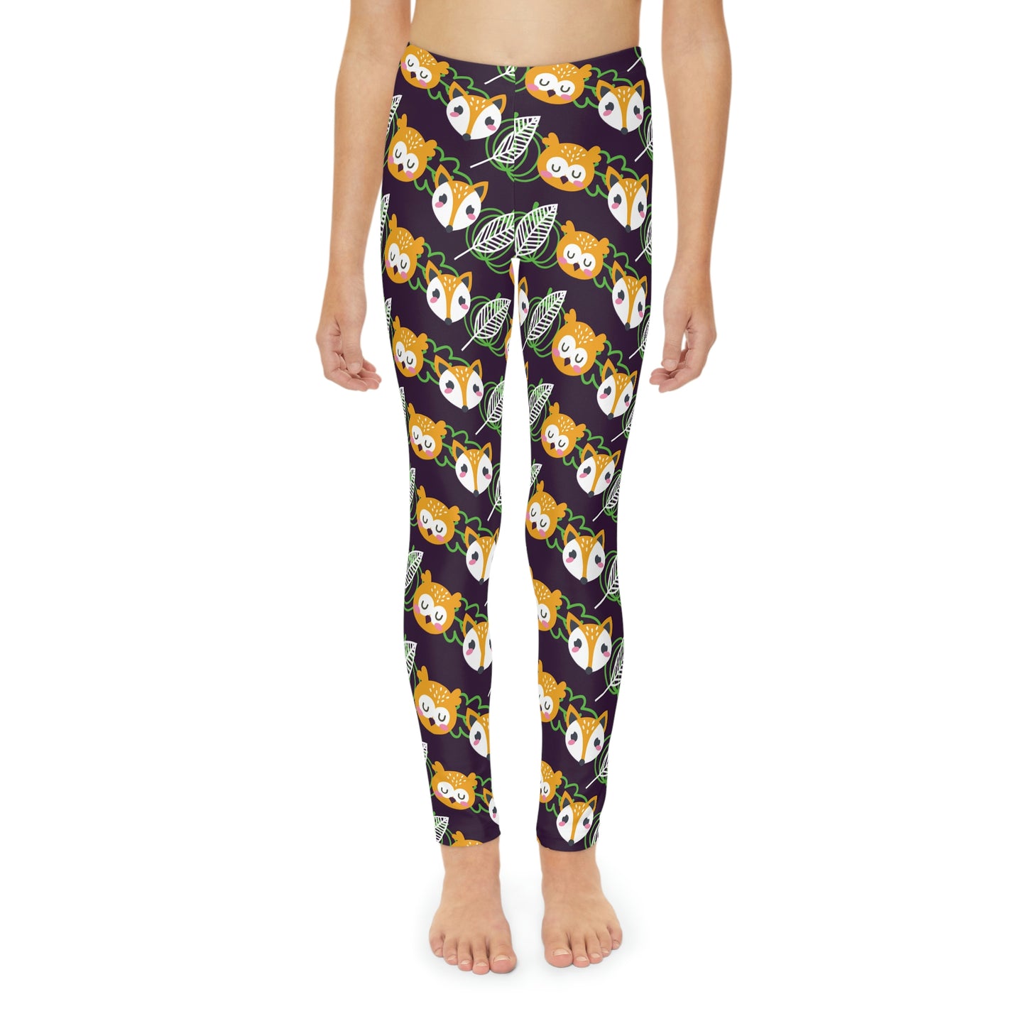Fox Kawaii animal kingdom, Safari Youth Leggings, One of a Kind Gift - Unique Workout Activewear tights for kids, Daughter, Niece Christmas Gift