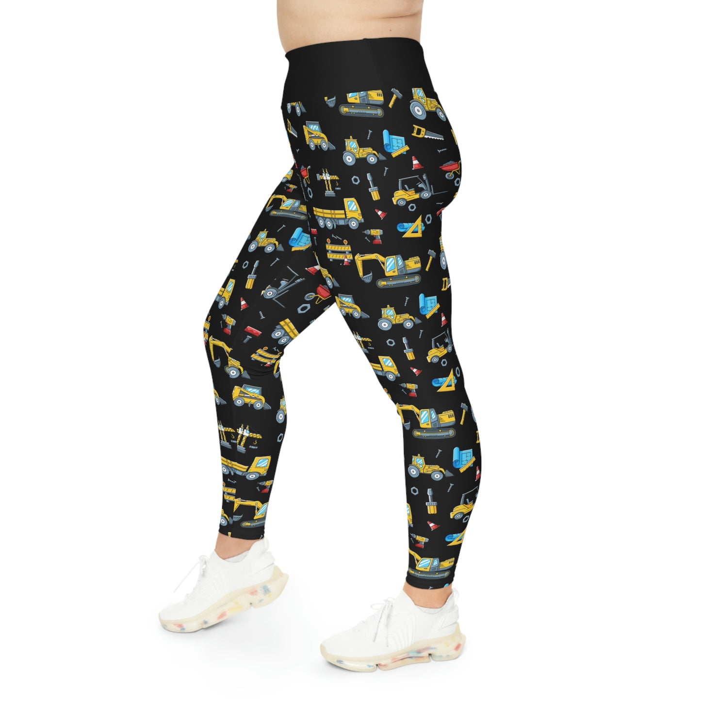 Construction Plus Size Leggings One of a Kind Workout Activewear for Wife Fitness, Best Friend, mom and me tights, Mothers day , Christmas Gift